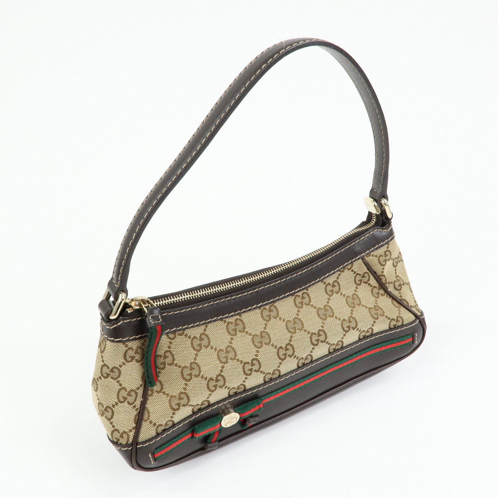 GUCCI Mayfair Sherry GG Canvas Leather Shoulder Bag Beige 269893