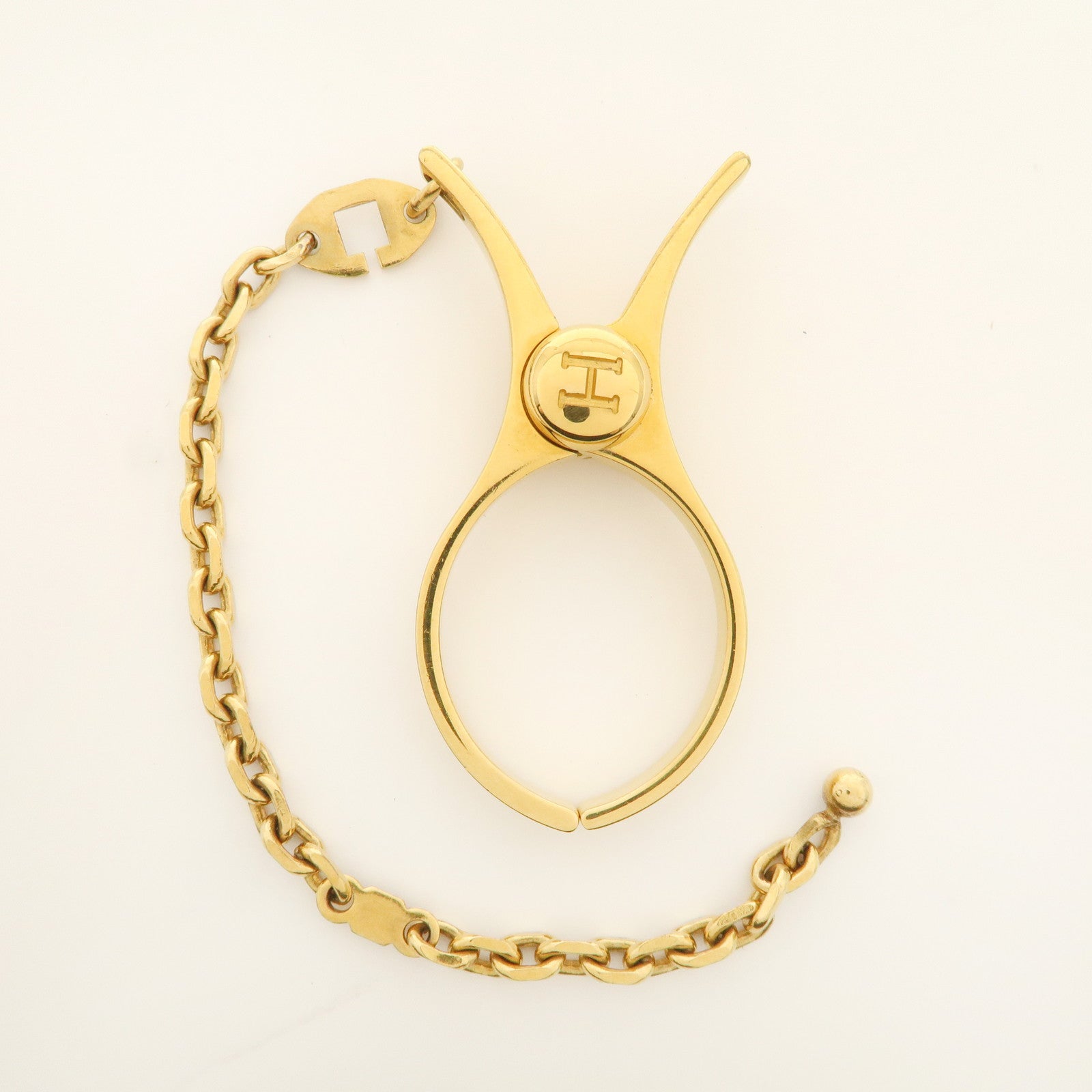 HERMES Filou Metal Glove Holder Charm Gold 000833G