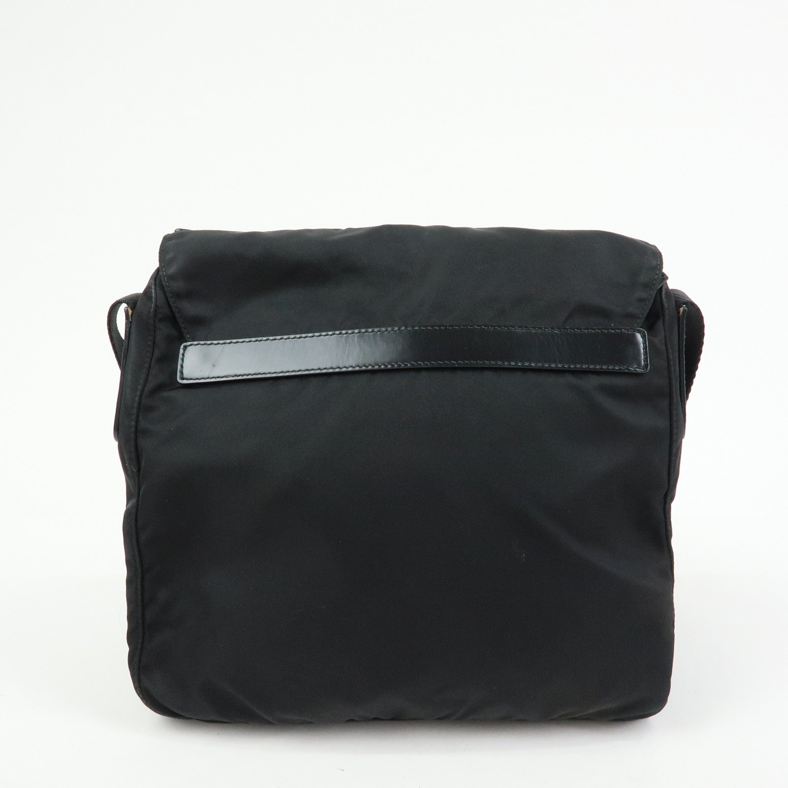 PRADA Triangle Logo Nylon Leather Shoulder Crossbody Bag Black Auth Used F/S