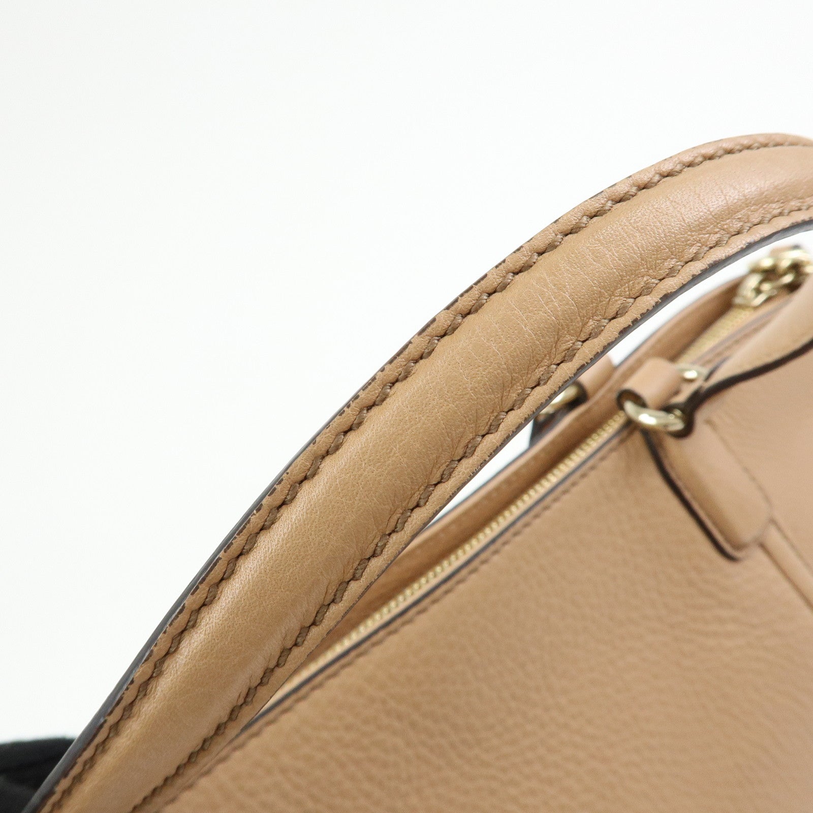 GUCCI SOHO Interlocking G Leather 2Way Hand Bag Beige 369176