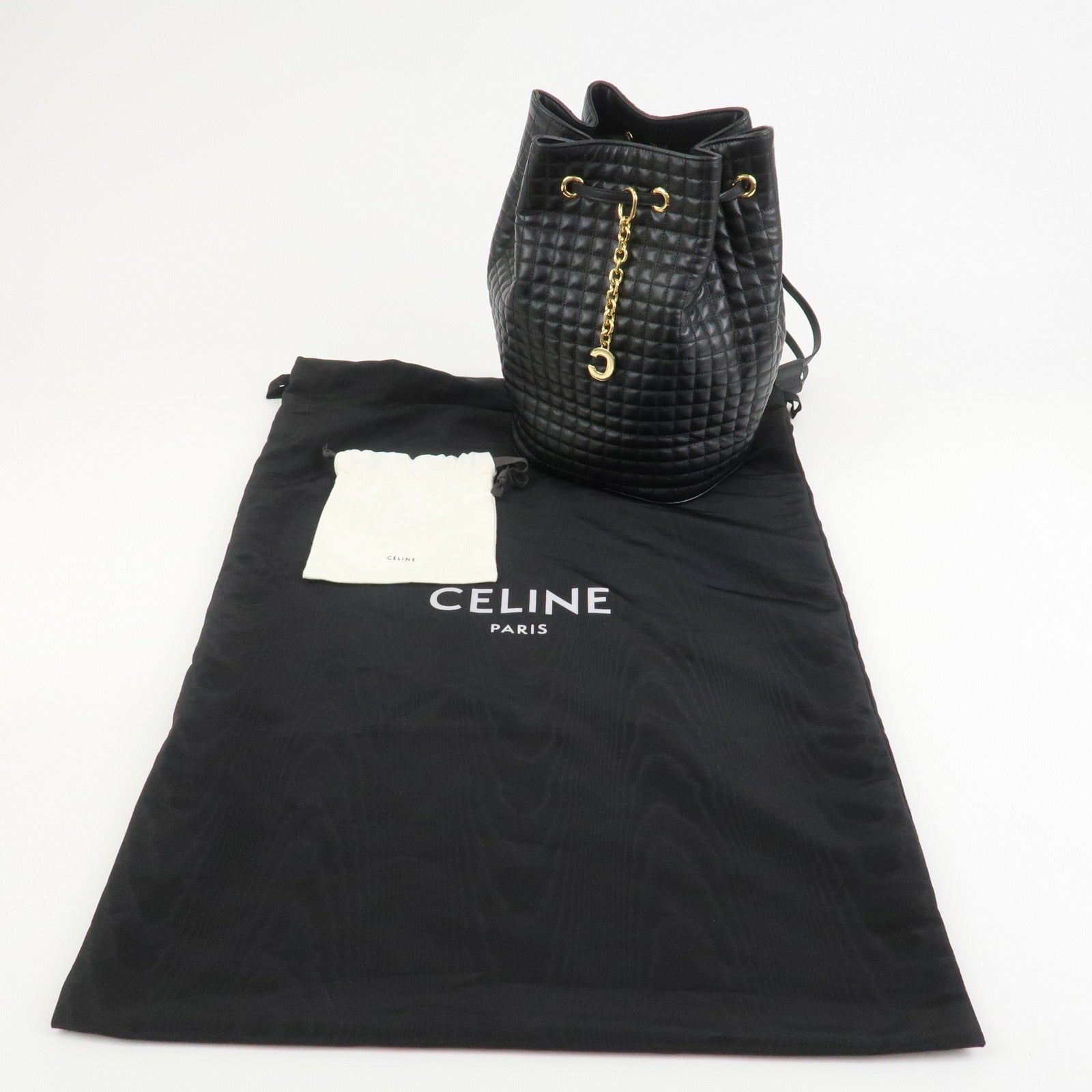 CELINE Quilted Leather Backpack Rucksack Shoulder Bag Black