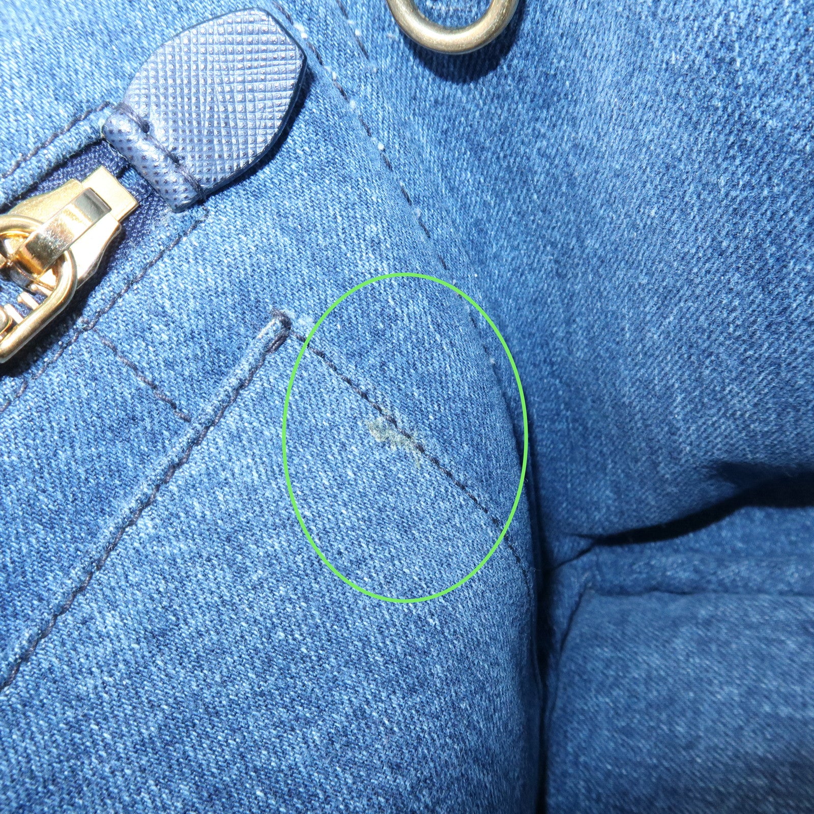 PRADA Logo Canapa Mini Denim 2Way Tote Bag Shoulder Bag Blue 1BG439 Used