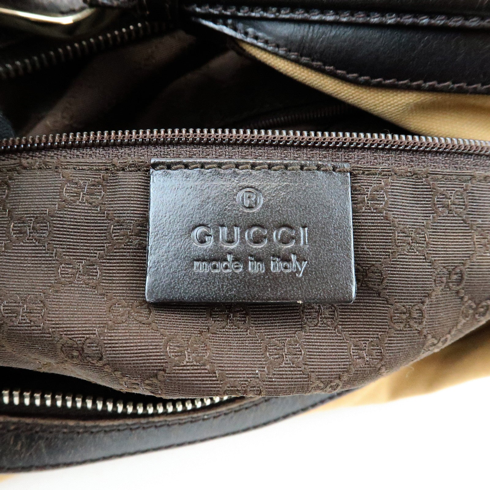 GUCCI Sherry Canvas Leather Shoulder Bag Beige Brown 001・4287