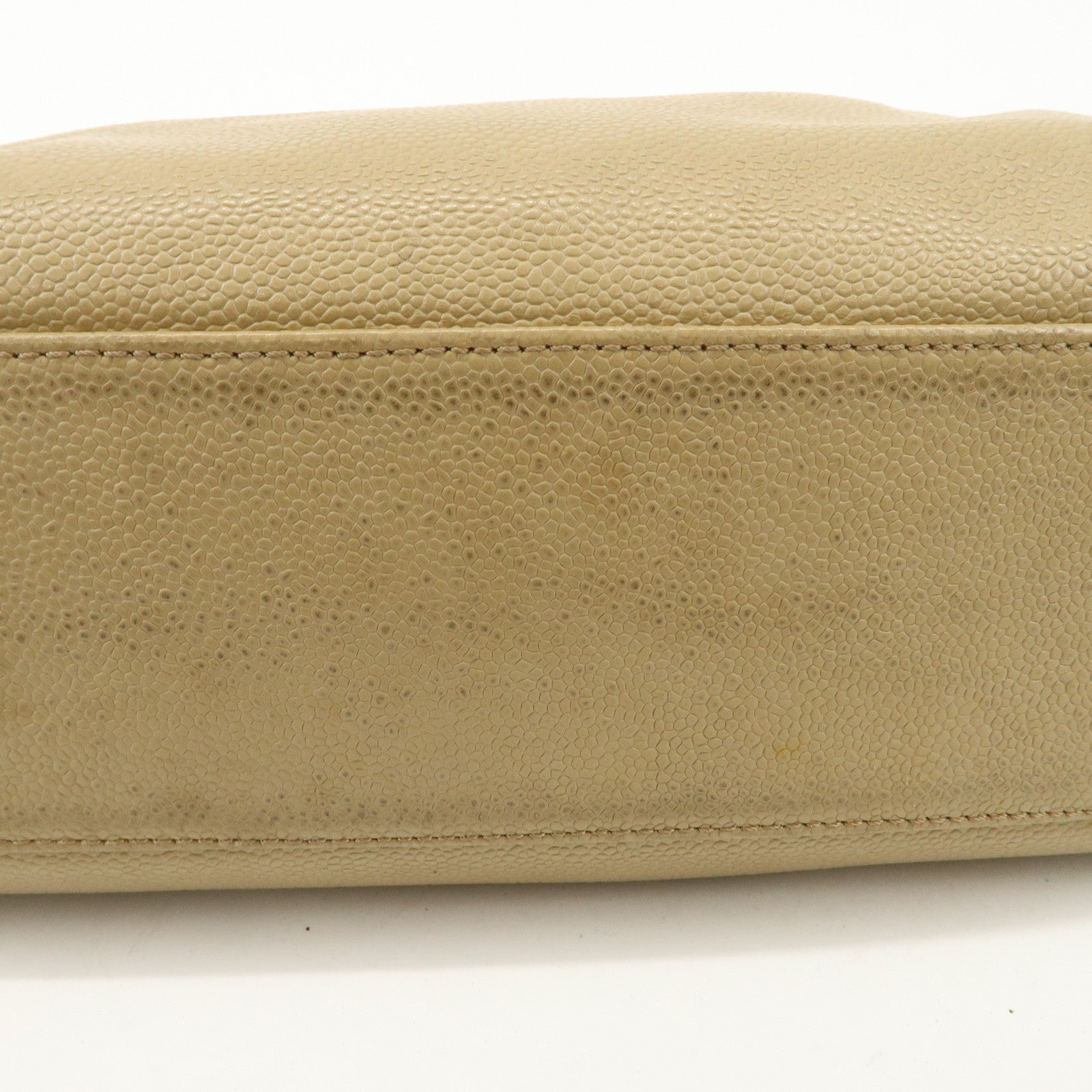 CHANEL COCO Mark Leather Chain Shoulder Bag Hand Bag Beige Used