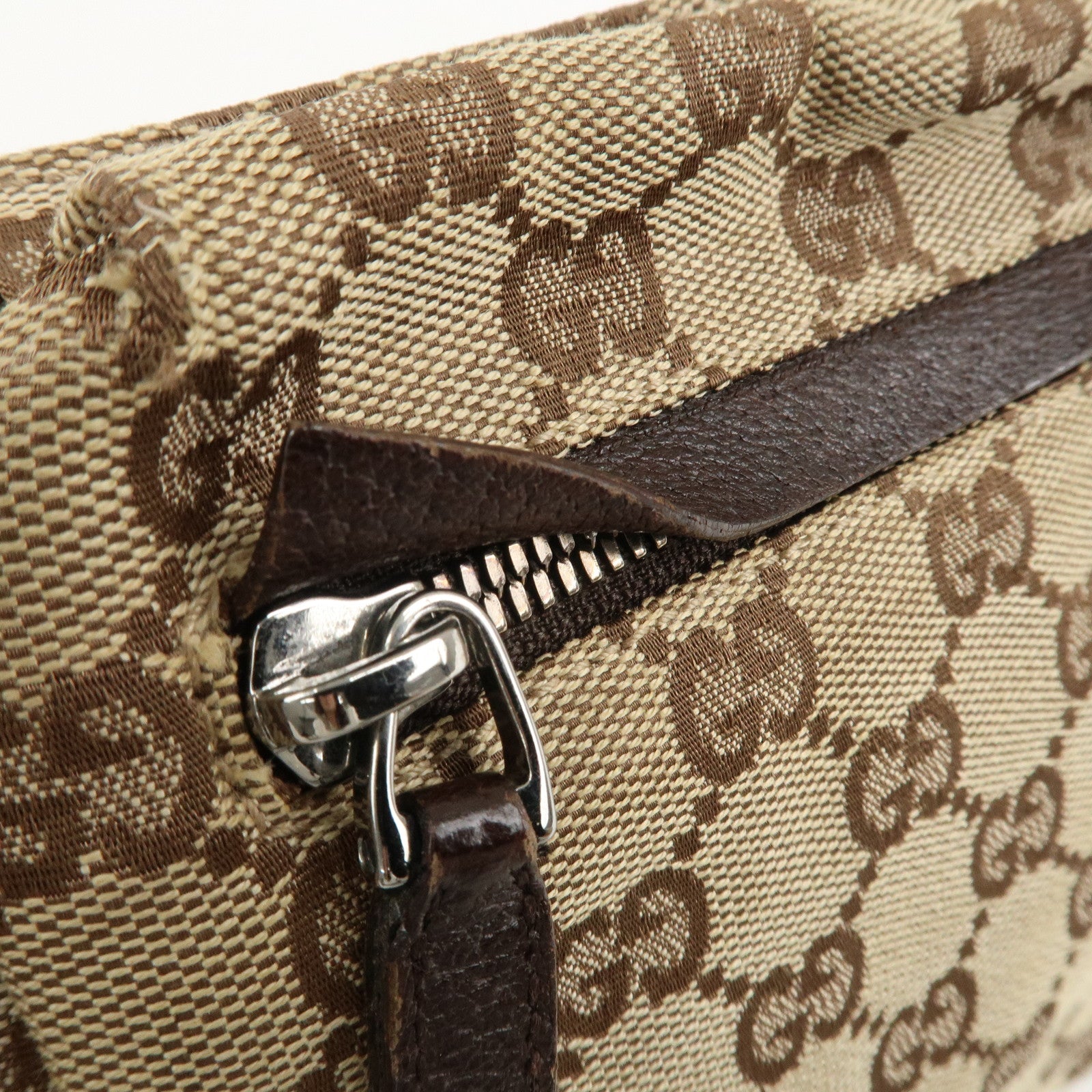 GUCCI GG Canvas Leather Waist Bag Crossbody Bag Beige Brown 28566 Used