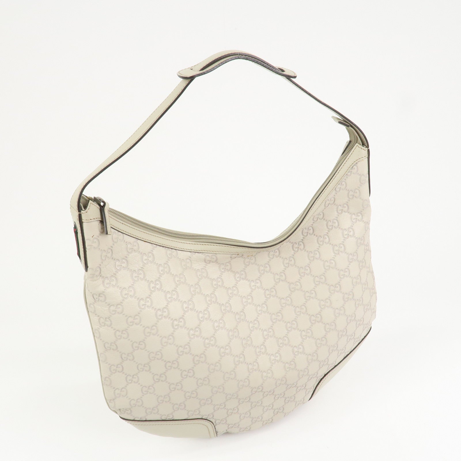 GUCCI Sherry Guccissima Leather Shoulder Bag Ivory 293596