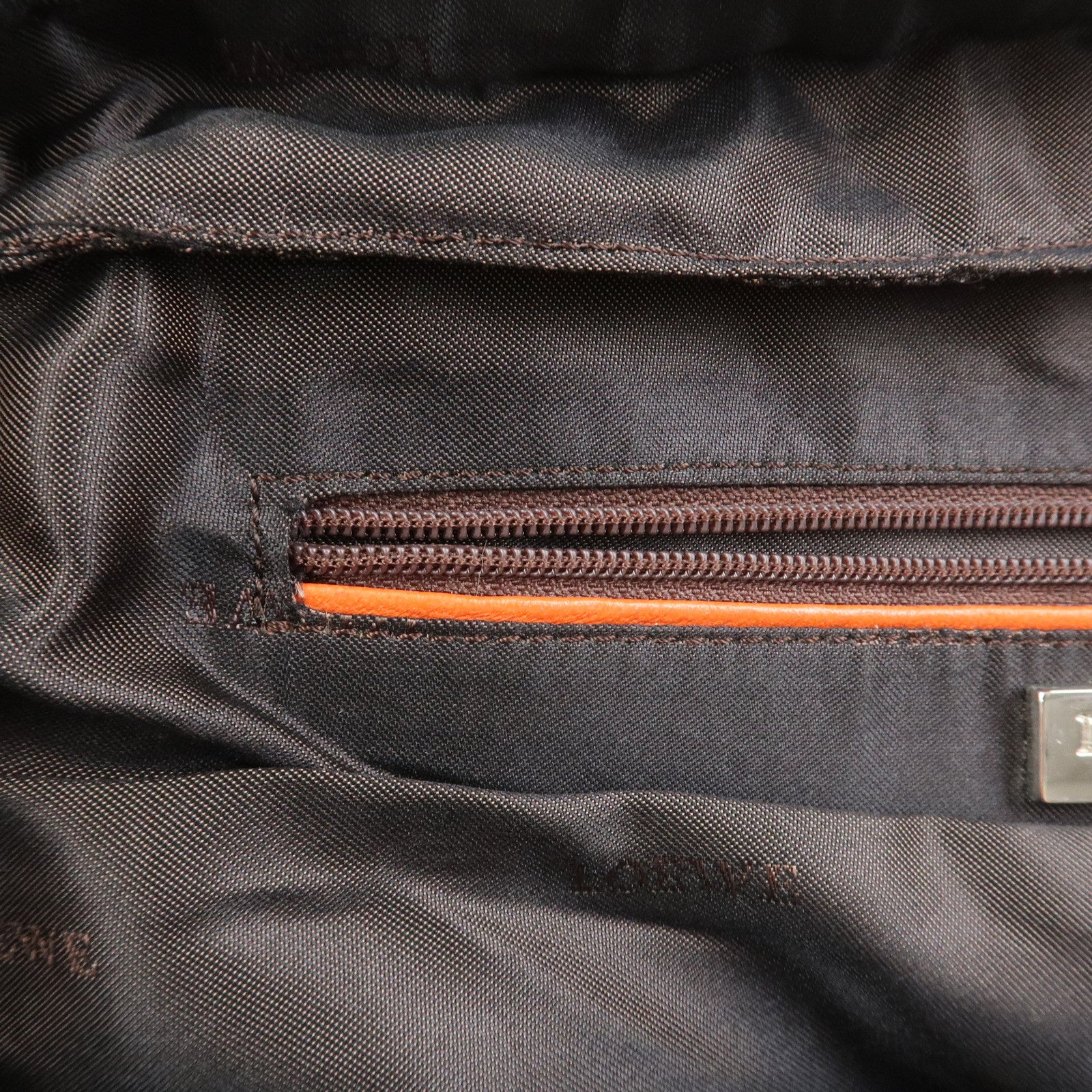 LOEWE Logo Nappa Leather Mini Hand Bag Boston Bag Brown