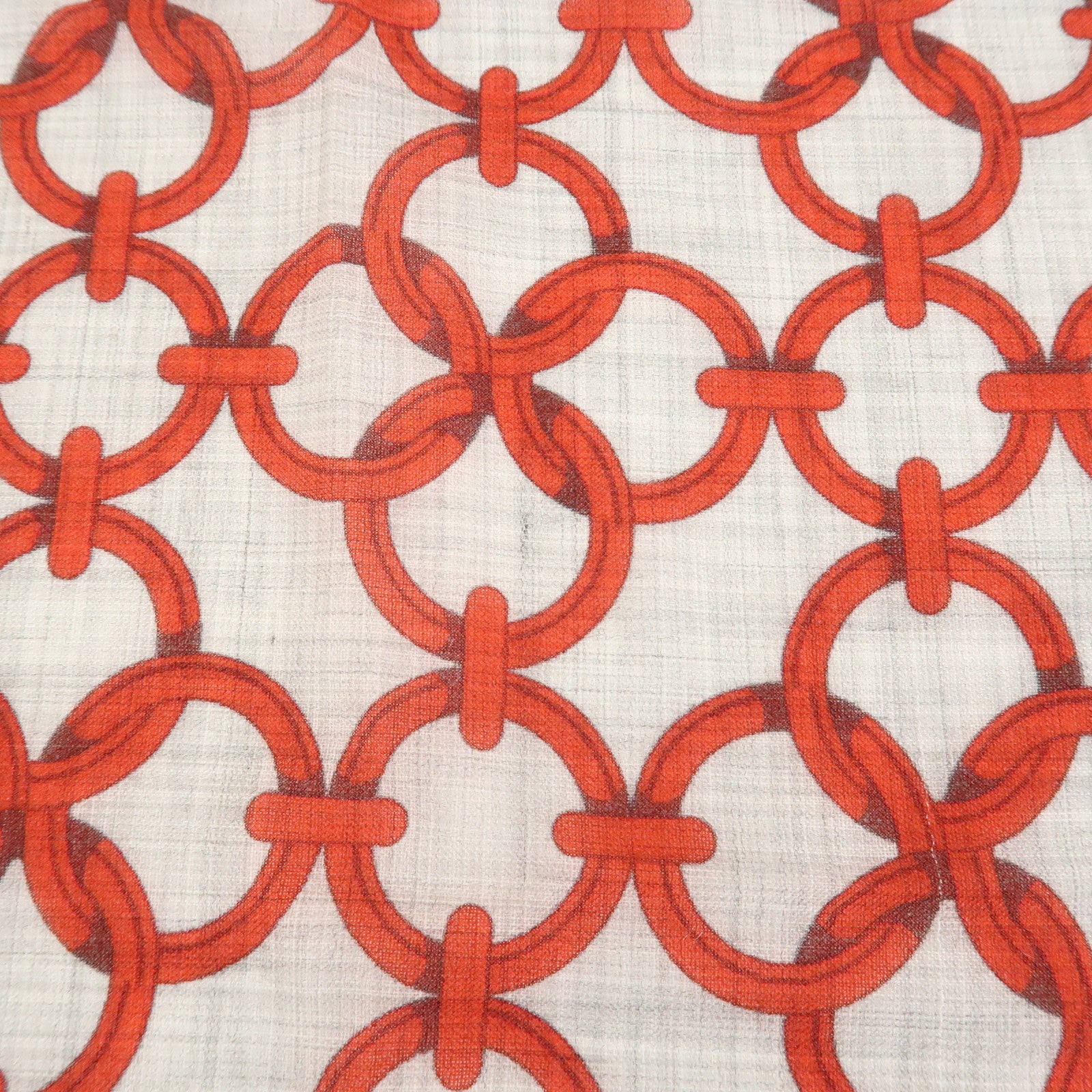 HERMES Rectangle Scarf Maillon et Chテェne Cashmere 100% Gray Red