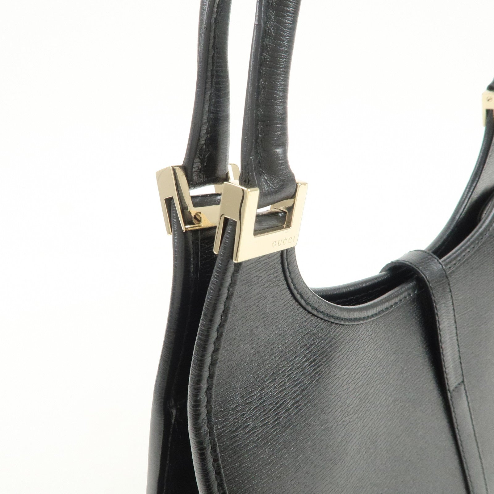 GUCCI Jackie Leather Hand Bag Black 01721