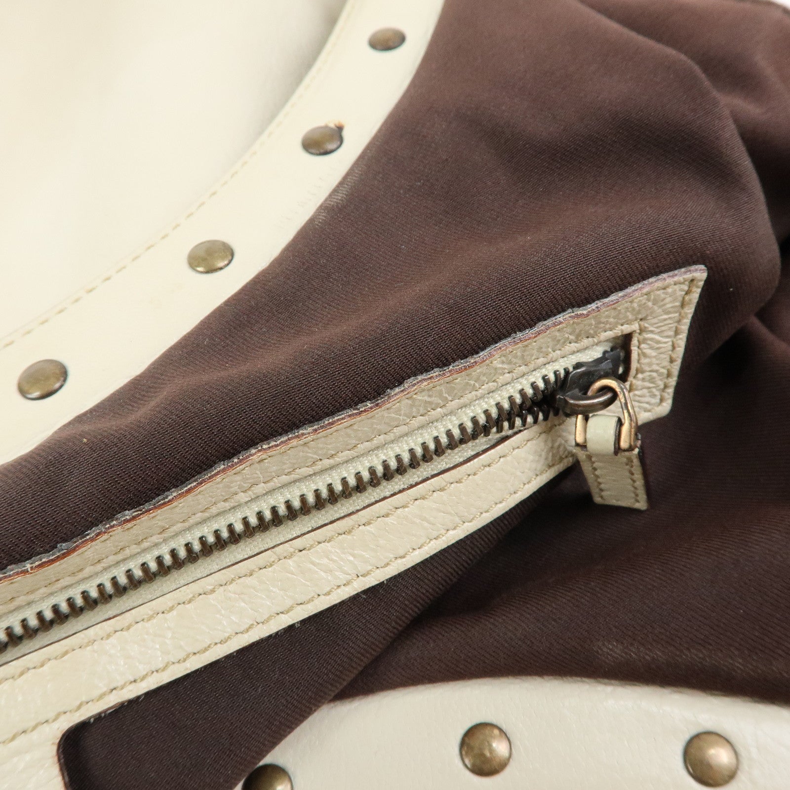 GUCCI Bamboo Leather Hand Bag Shoulder Bag Ivory 124293