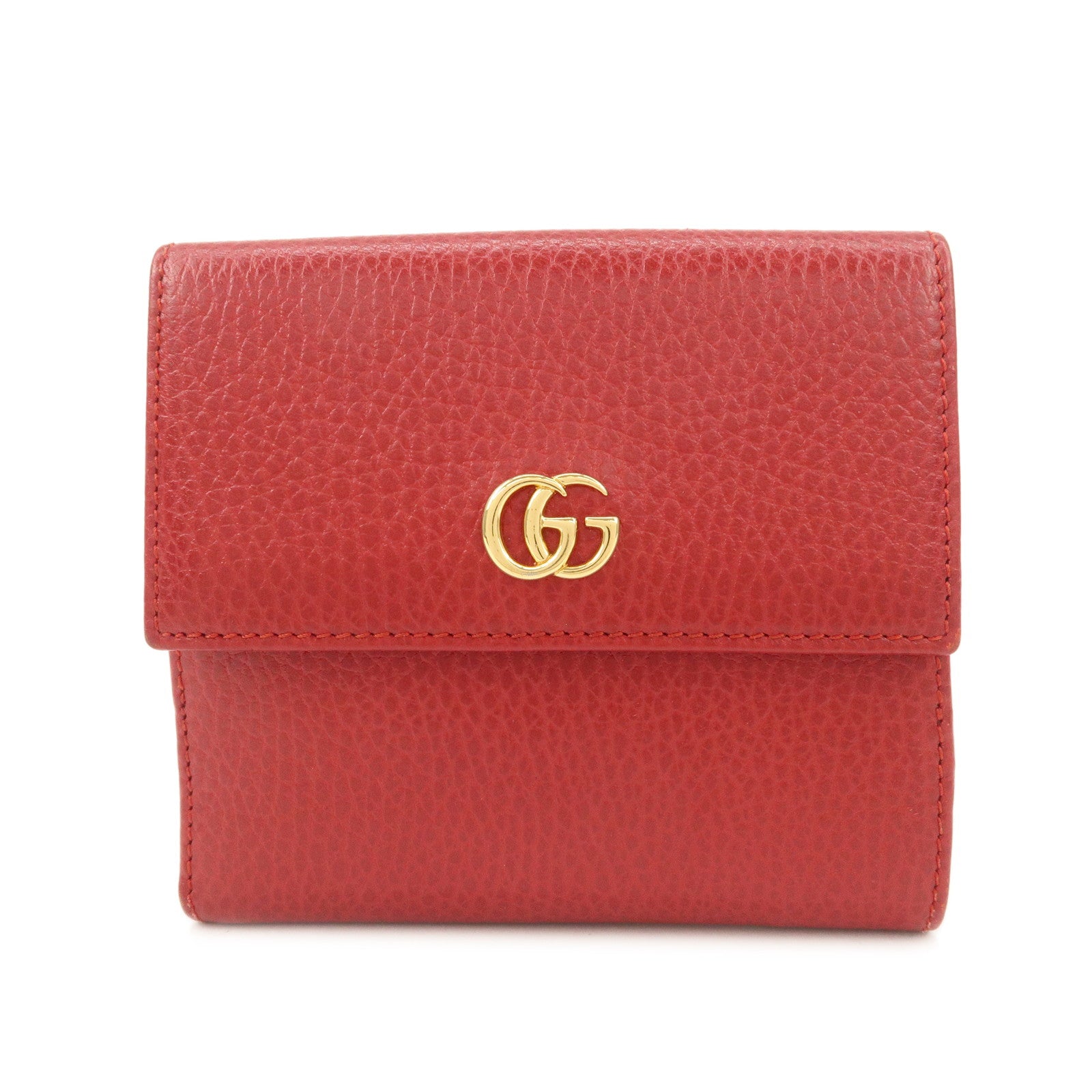 GUCCI GG Marmont Leather Bi-Fold Wallet Castilian Red 456122