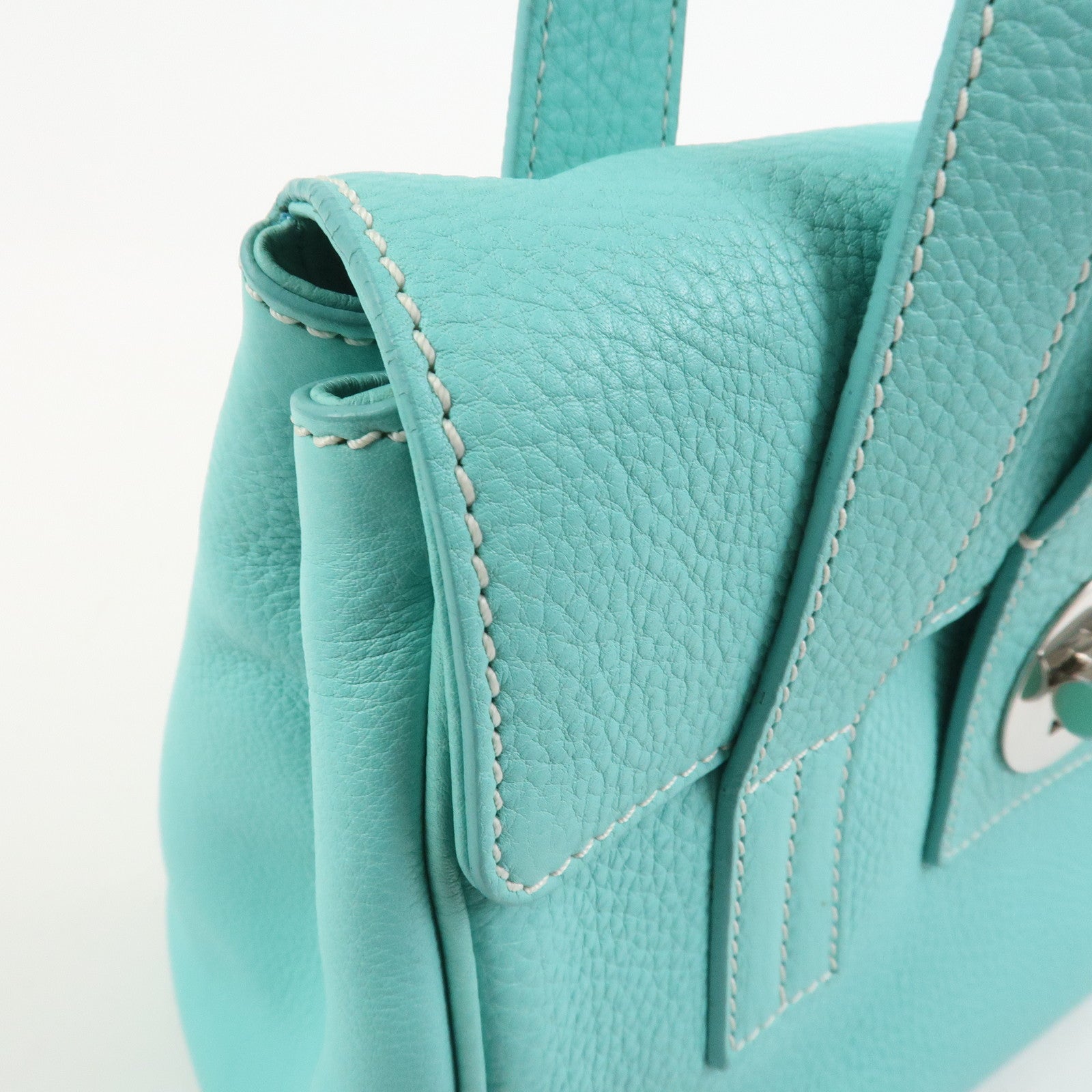 Tiffany & Co Manhattan Leather Hand Bag Tiffany Light Blue