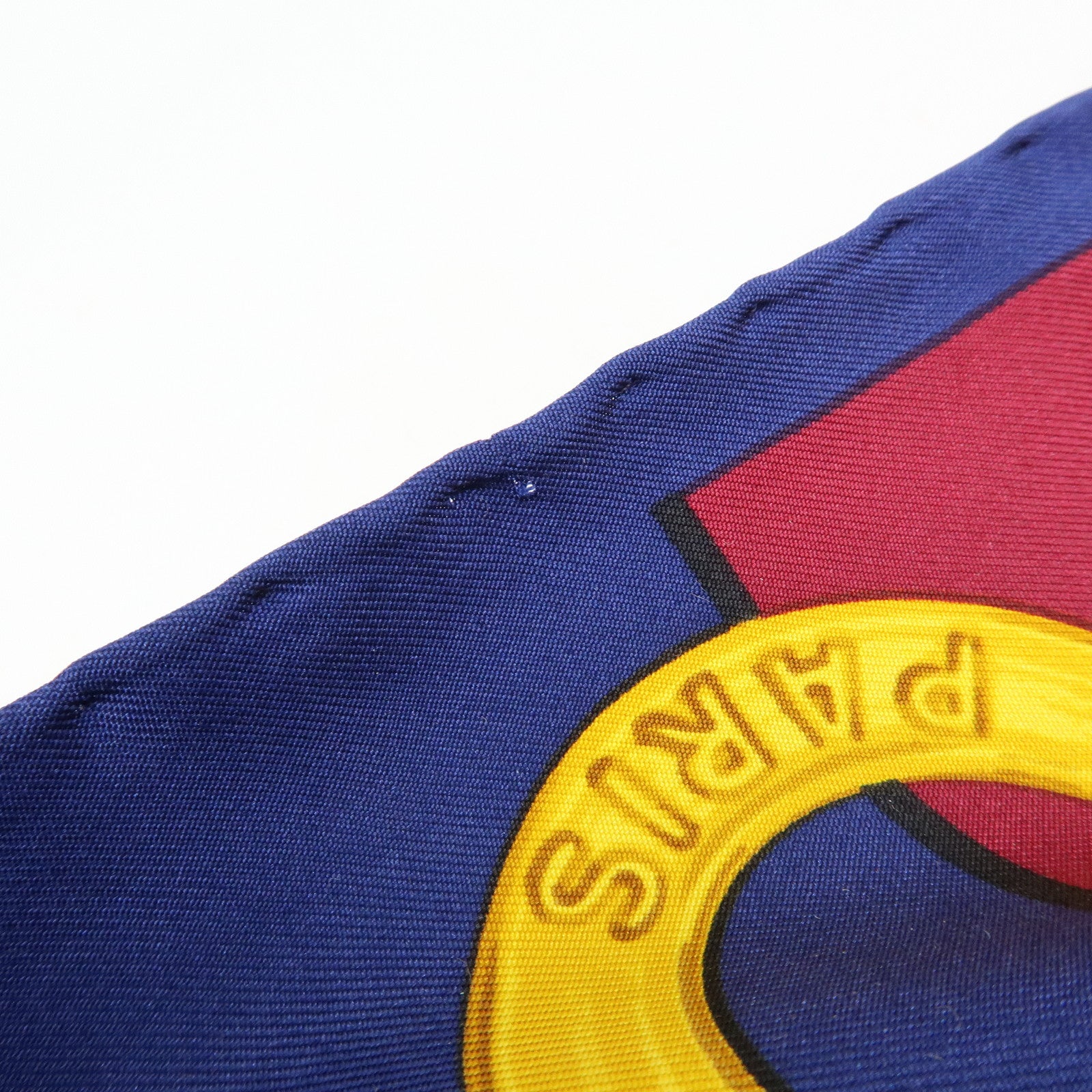 CELINE Silk 100% Scarf Le Cirque Lion Elephant Motif Navy Blue