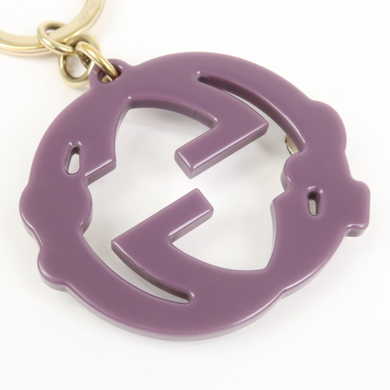 GUCCI Interlocking G Bijou Bag Charm Key Holder Purple 354359