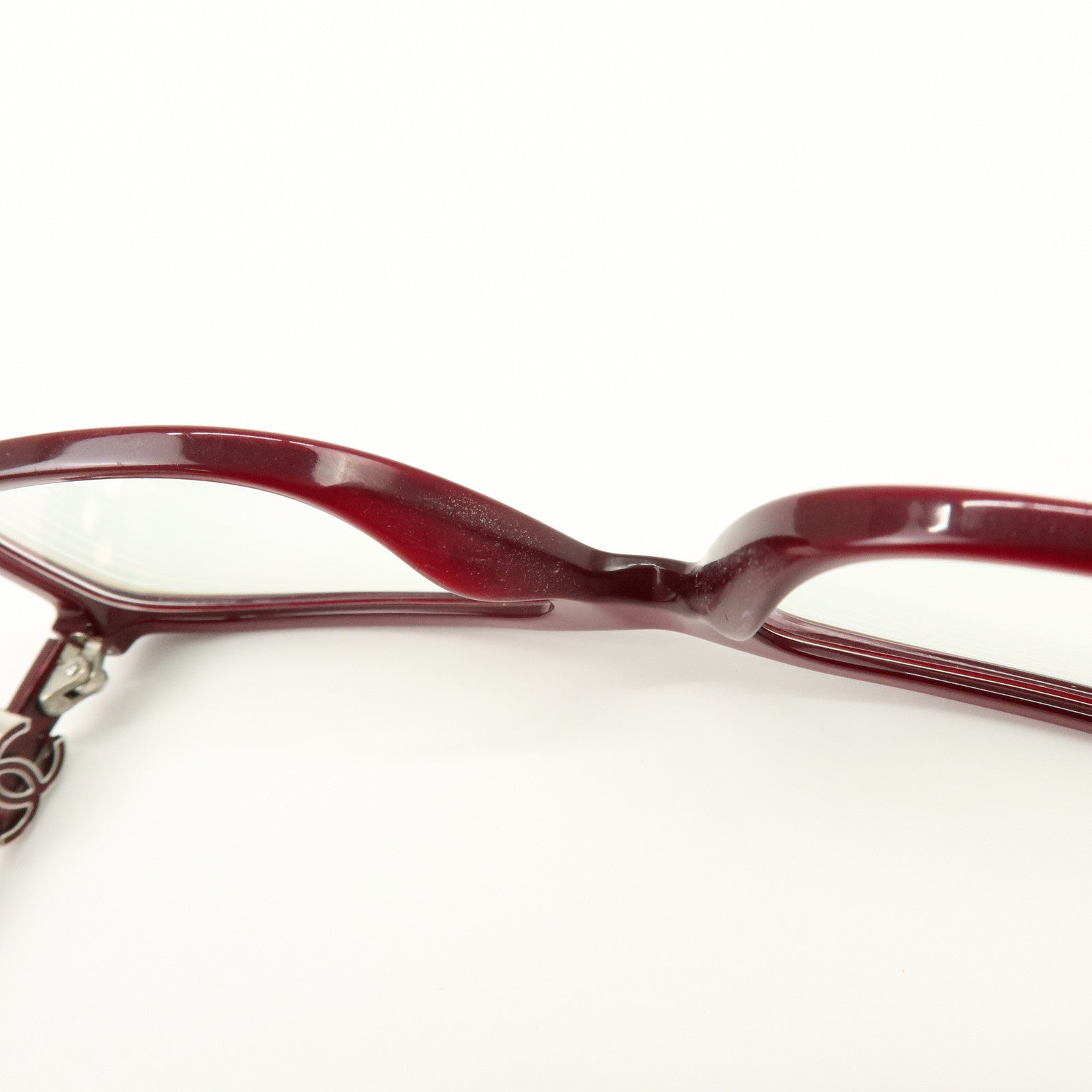 CHANEL COCO Mark Plastic Glasses Wine Red 3234 52□16 135