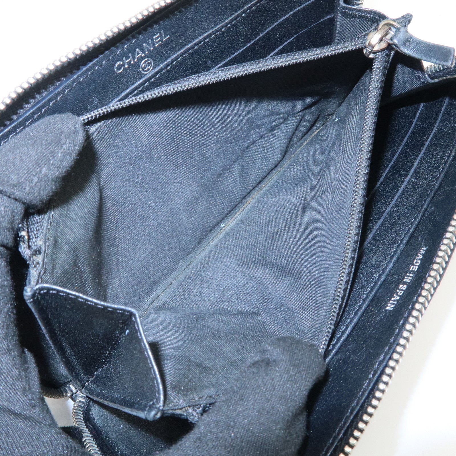 CHANEL COCO Mark Brilliant Matelasse Zippy Long Wallet Black A50106