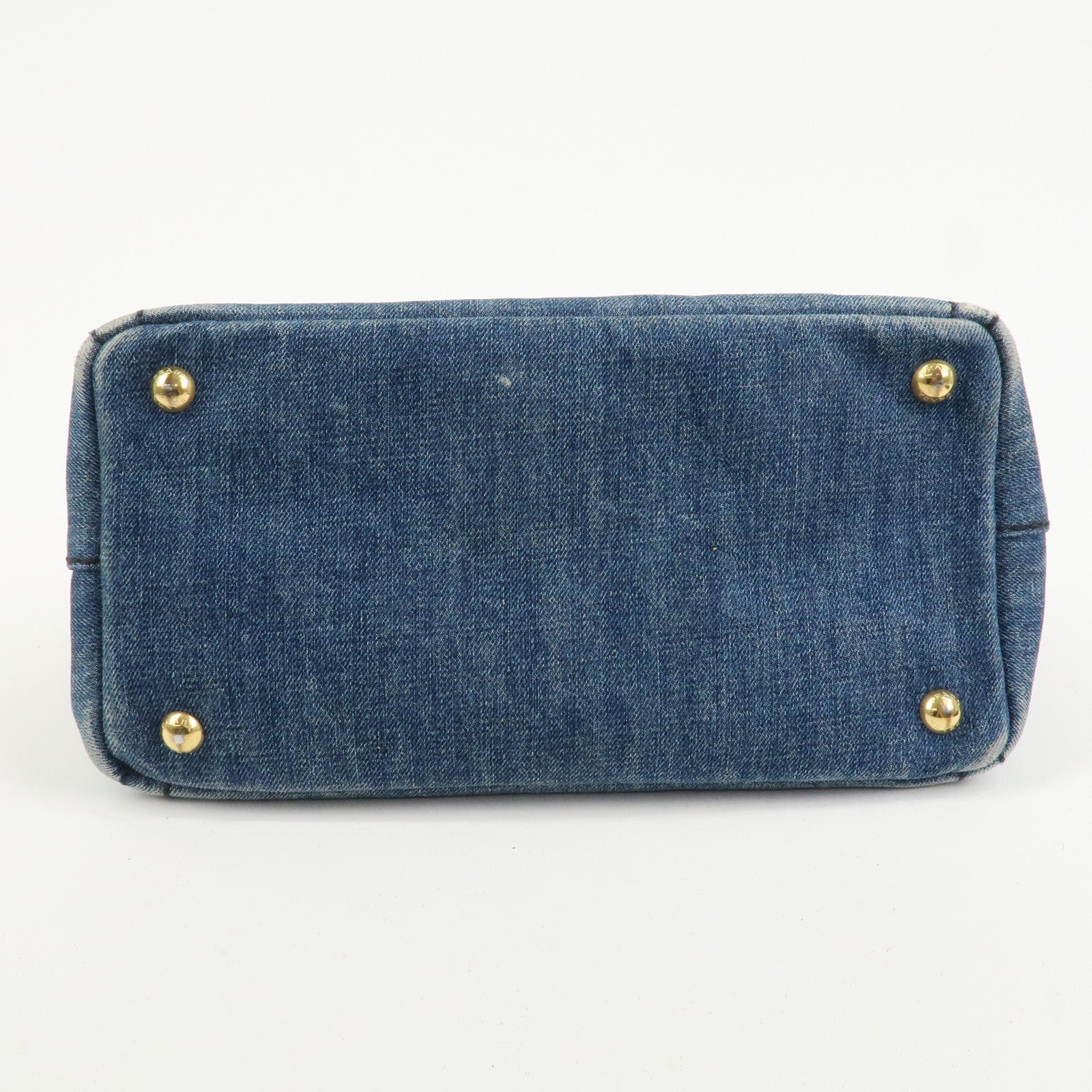 PRADA Logo Canapa Mini Denim 2Way Bag Hand Bag Shoulder Bag 1BG439