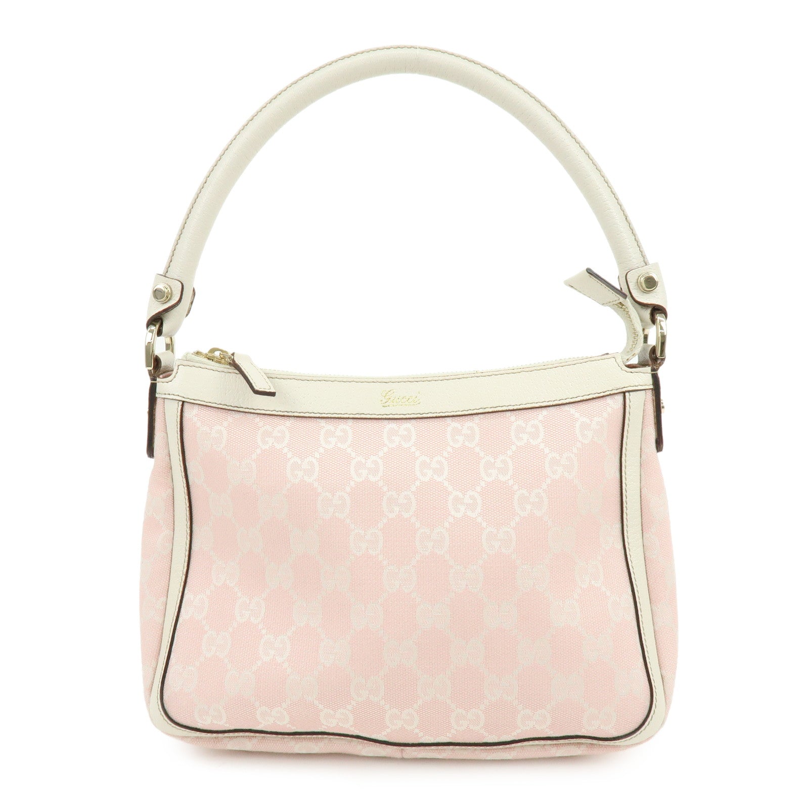 GUCCI GG Canvas Leather Shoulder Bag Hand Bag Pink White 146244