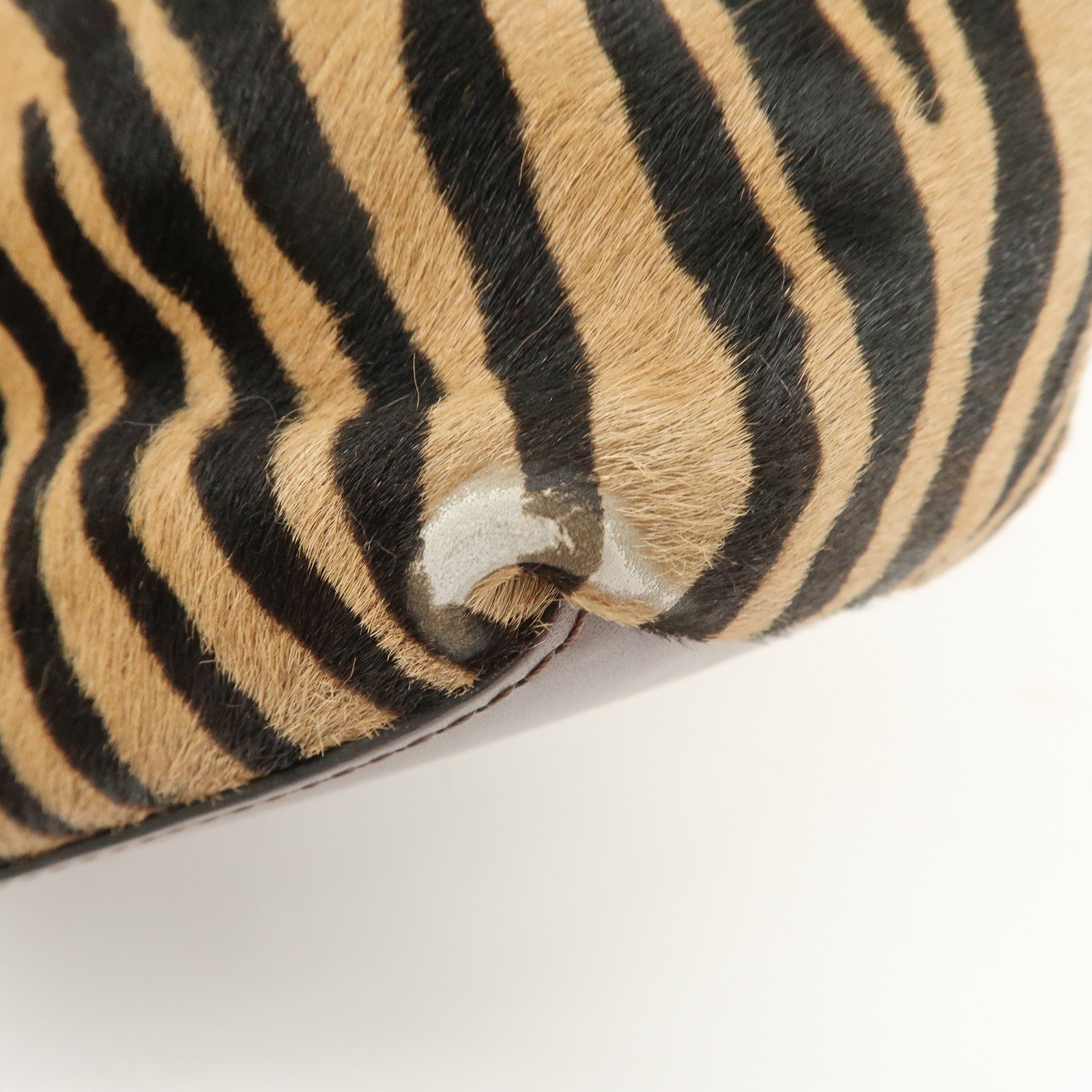 FENDI Unborn Calf Leather Tote Bag Hand Bag Brown 83158780992