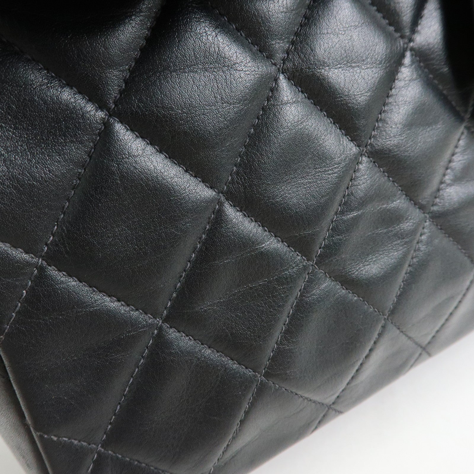 CHANEL Jumbo Matelasse 34 Lamb Skin Shoulder Bag Black A01094