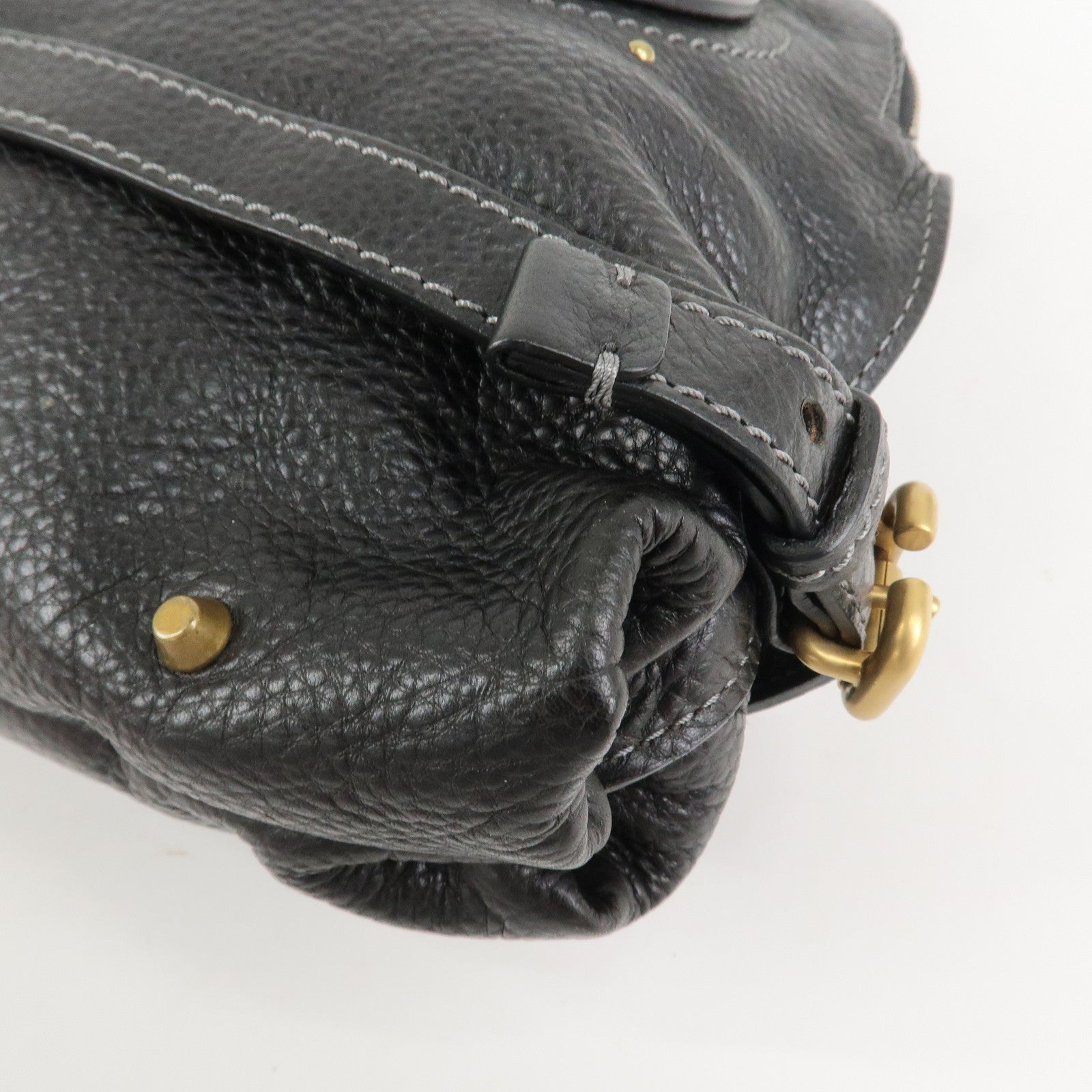 Chloe Paddington Leather Hand Bag Shoulder Bag Black Gold Hardware