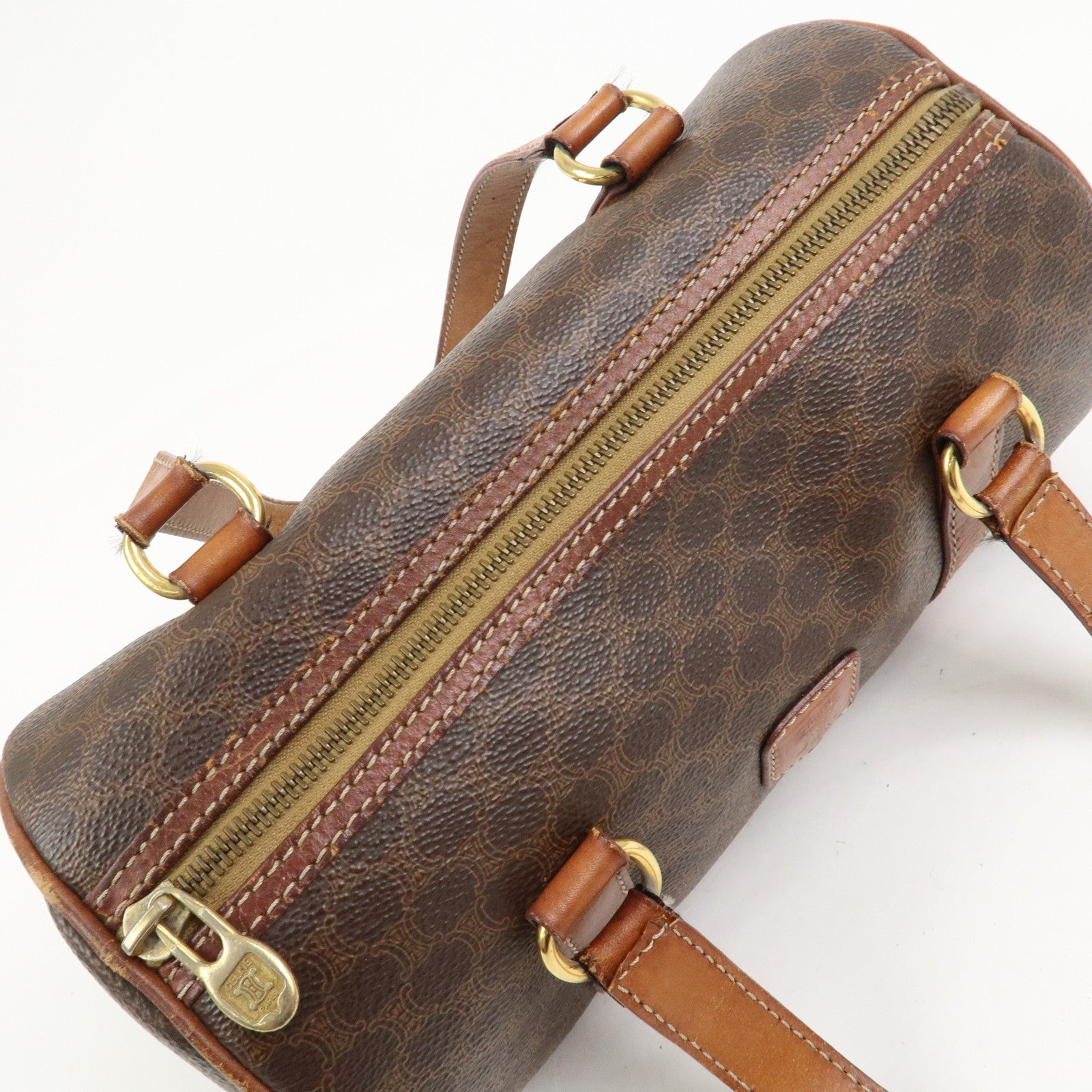 CELINE Macadam PVC Leather Hand Bag Shoulder Bag Brown