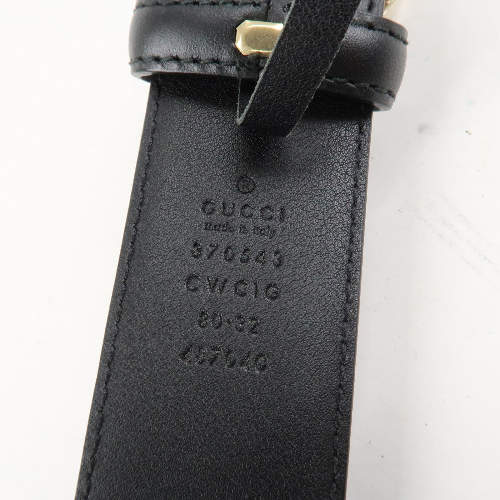 GUCCI Interlocking G Guccissima Leather Belt 80/32 Black 370543 Used