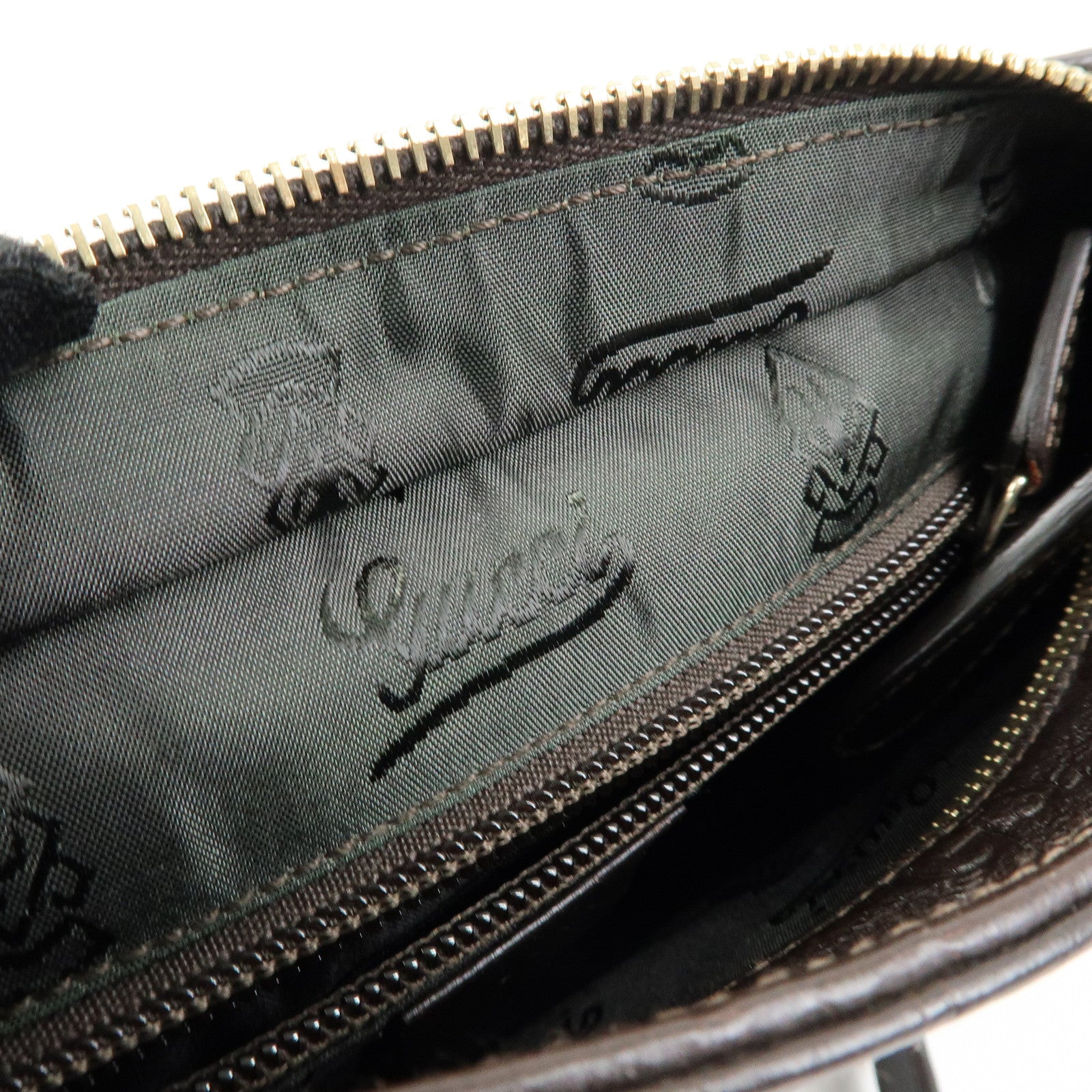 GUCCI Guccissima Leather Shoulder Bag Crossbody Bag Dark Brown