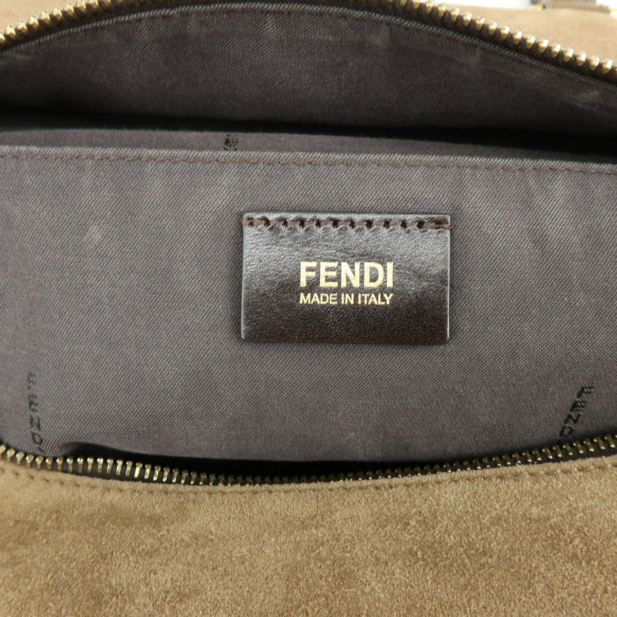 FENDI Pequin Leather Canvas Suede Tote Bag Hand Bag Brown 8BN251