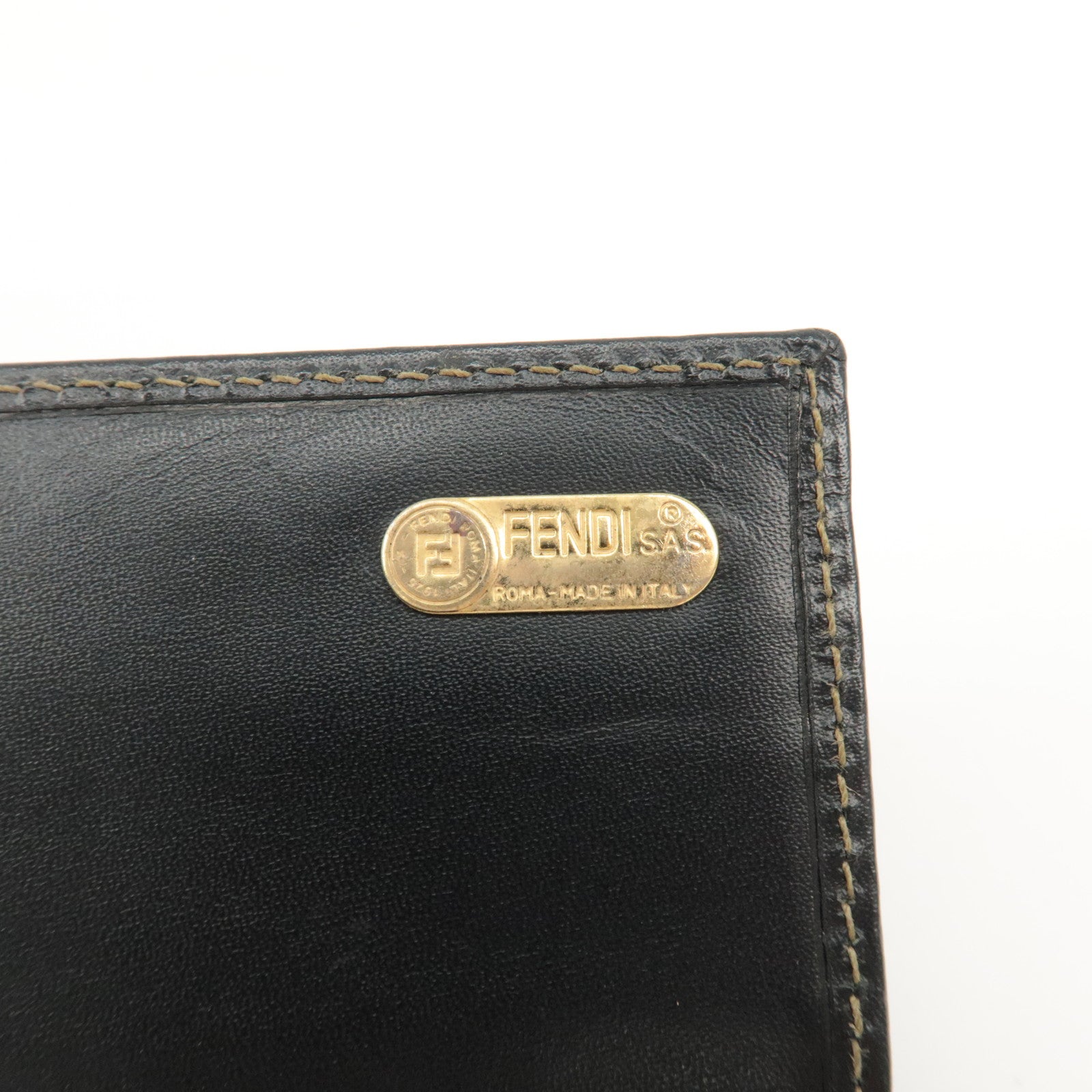 FENDI Pequin PVC Canvas Long Wallet Black Brown T20615 Used