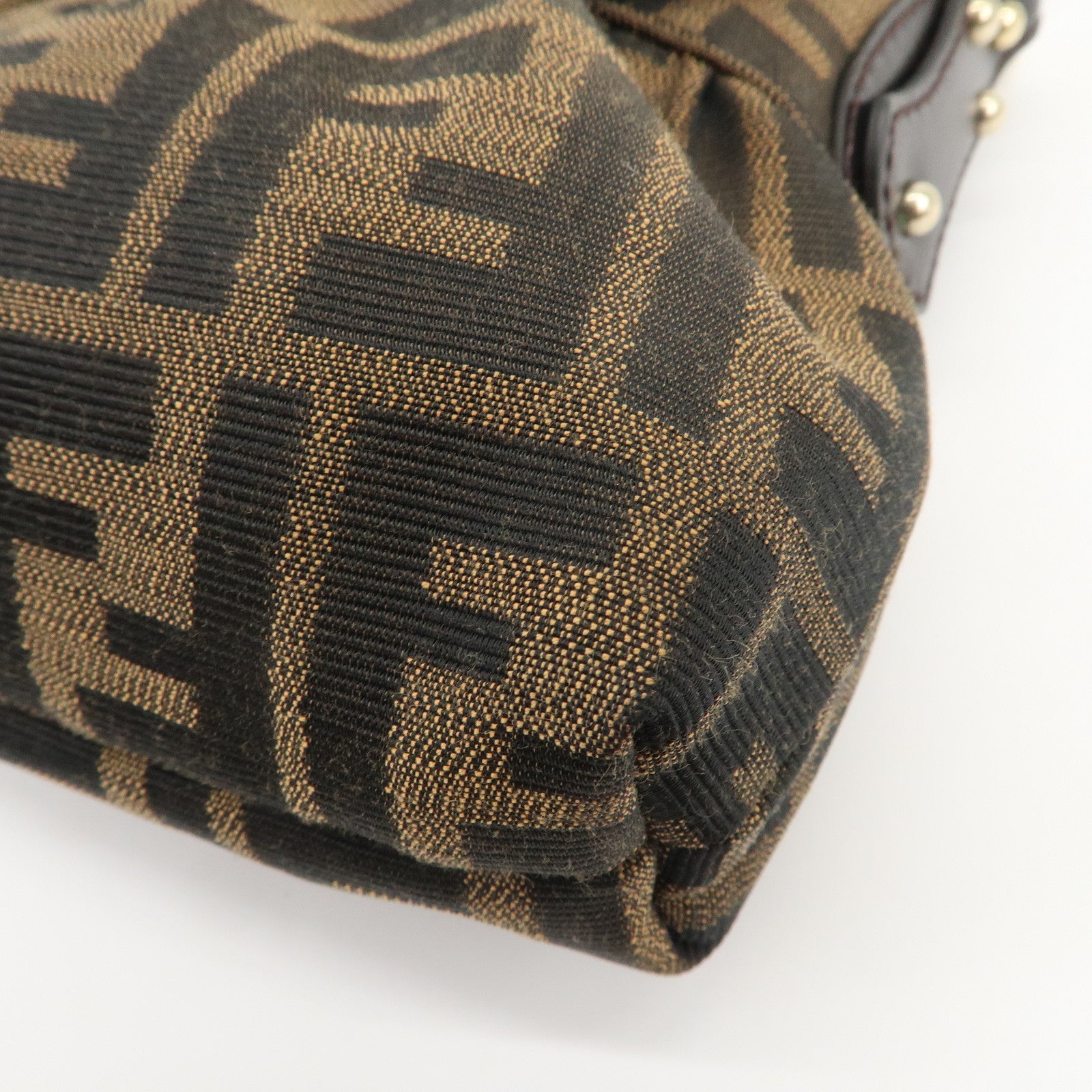 FENDI Zucca Canvas Leather Shoulder Bag Hand Bag Brown 8BR445