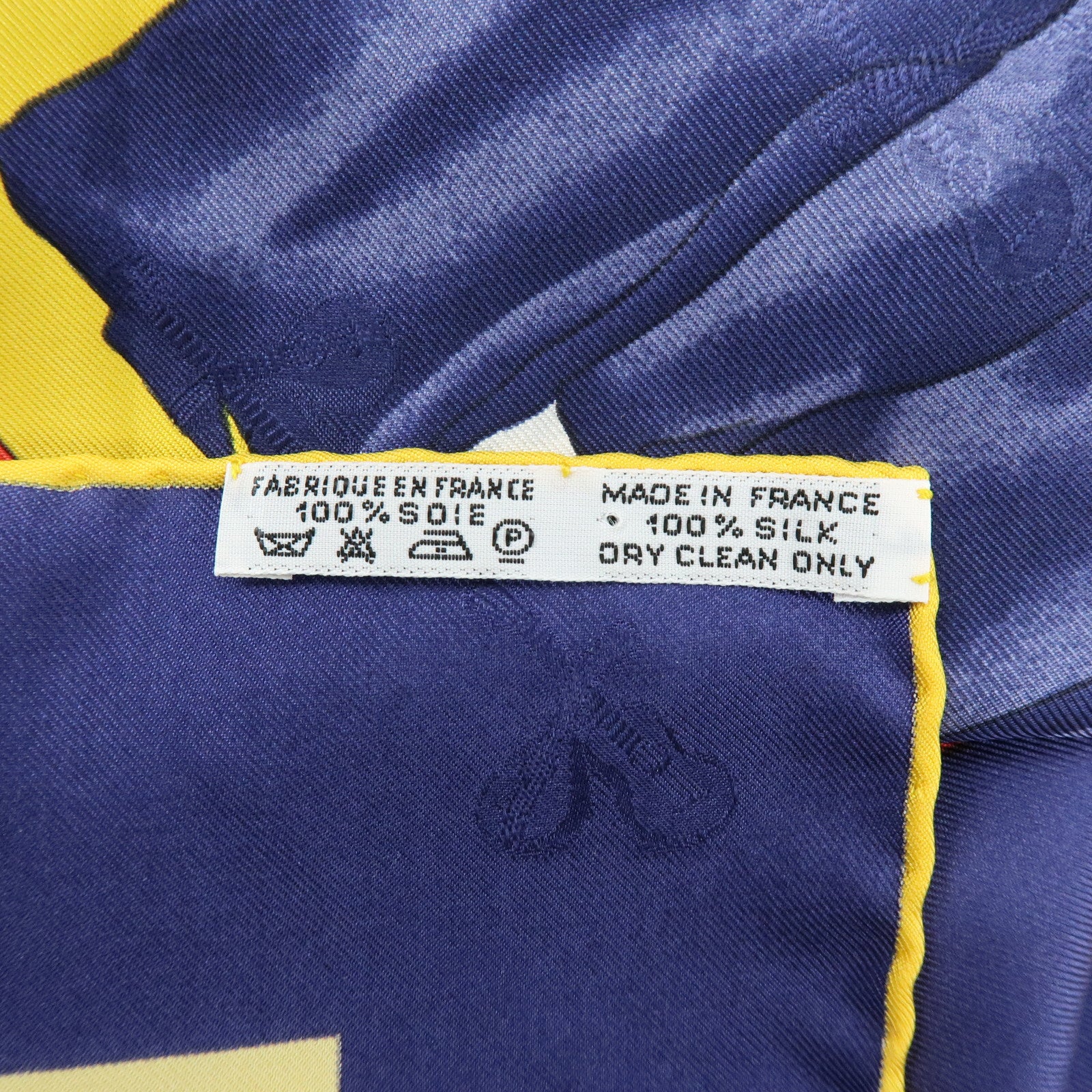 HERMES Carre 90 Silk 100% Scarf LE CARNAVAL DE VENISE Yellow Navy