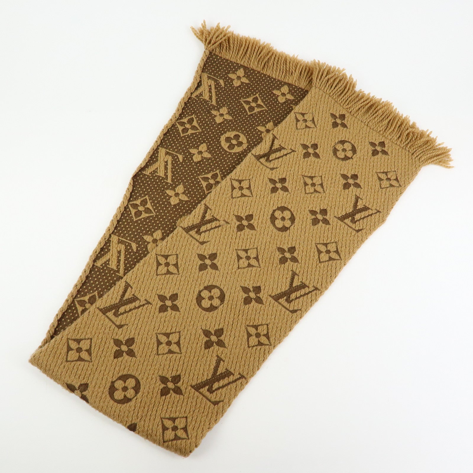 Louis Vuitton Monogram Echarpe Logomania Wool Scarf Camel 413287