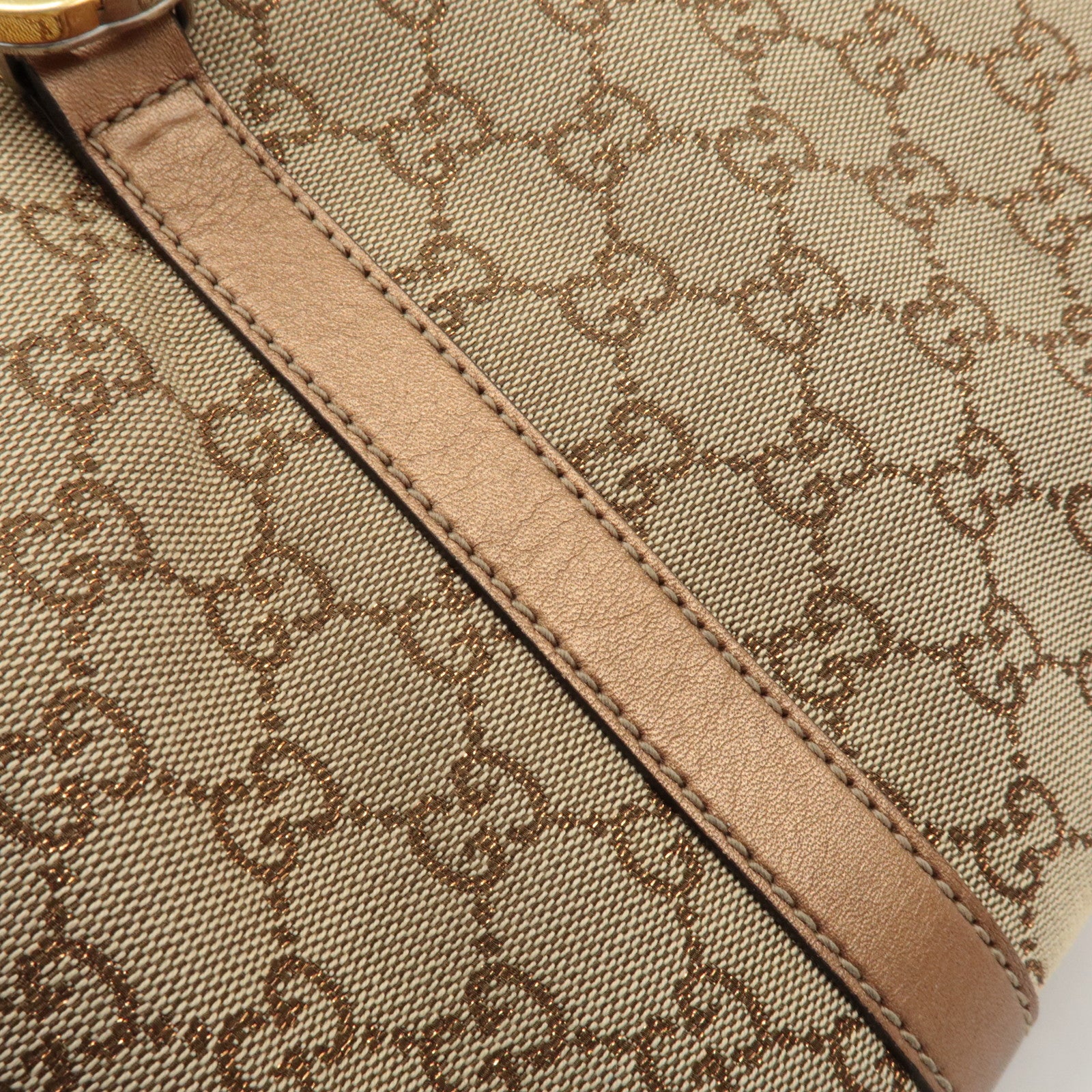 GUCCI GG Twins GG Canvas Leather Tote Bag Beige Bronze 232957 Used