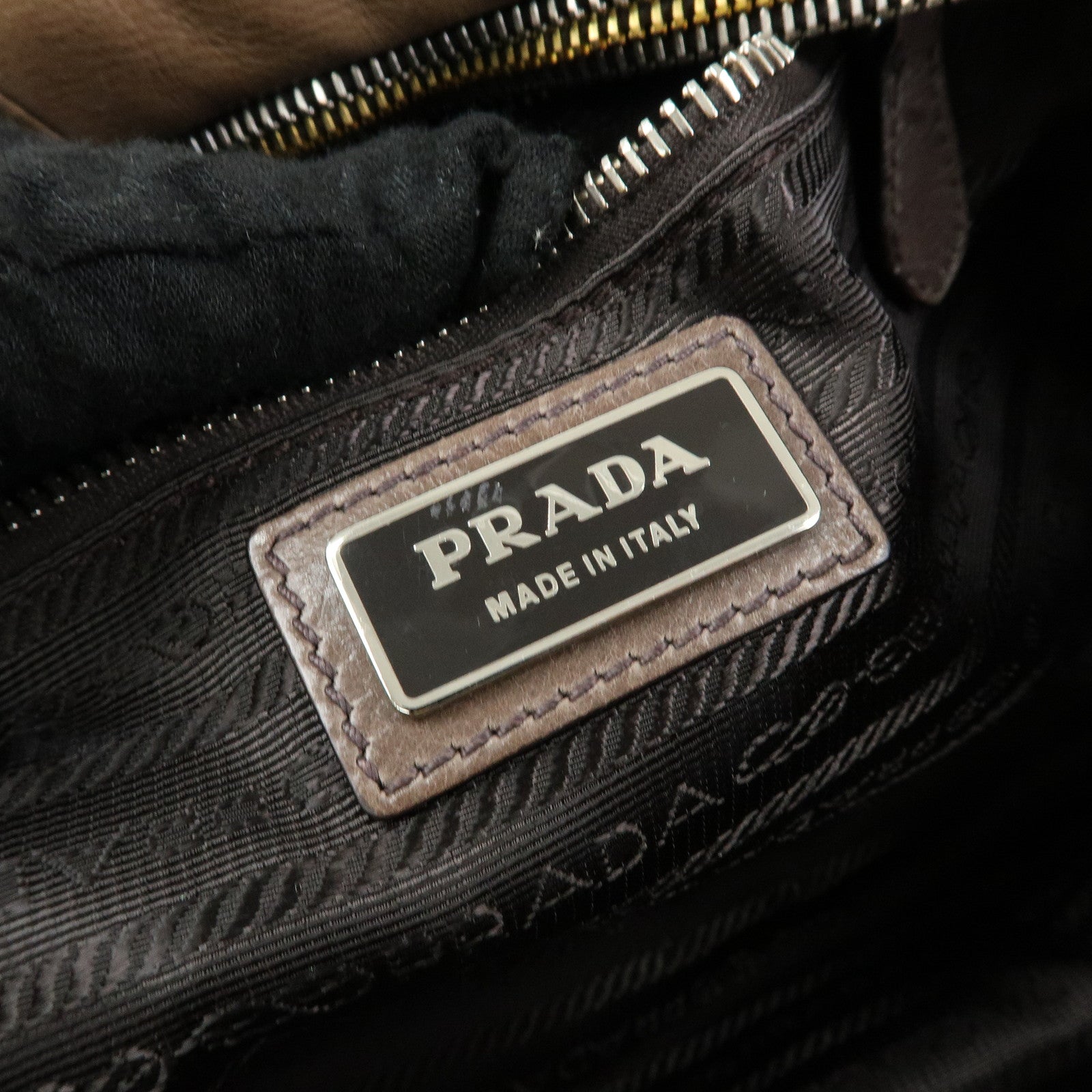 PRADA Logo Leather 2Way Bag Hand Bag Shoulder Bag Brown BL0472