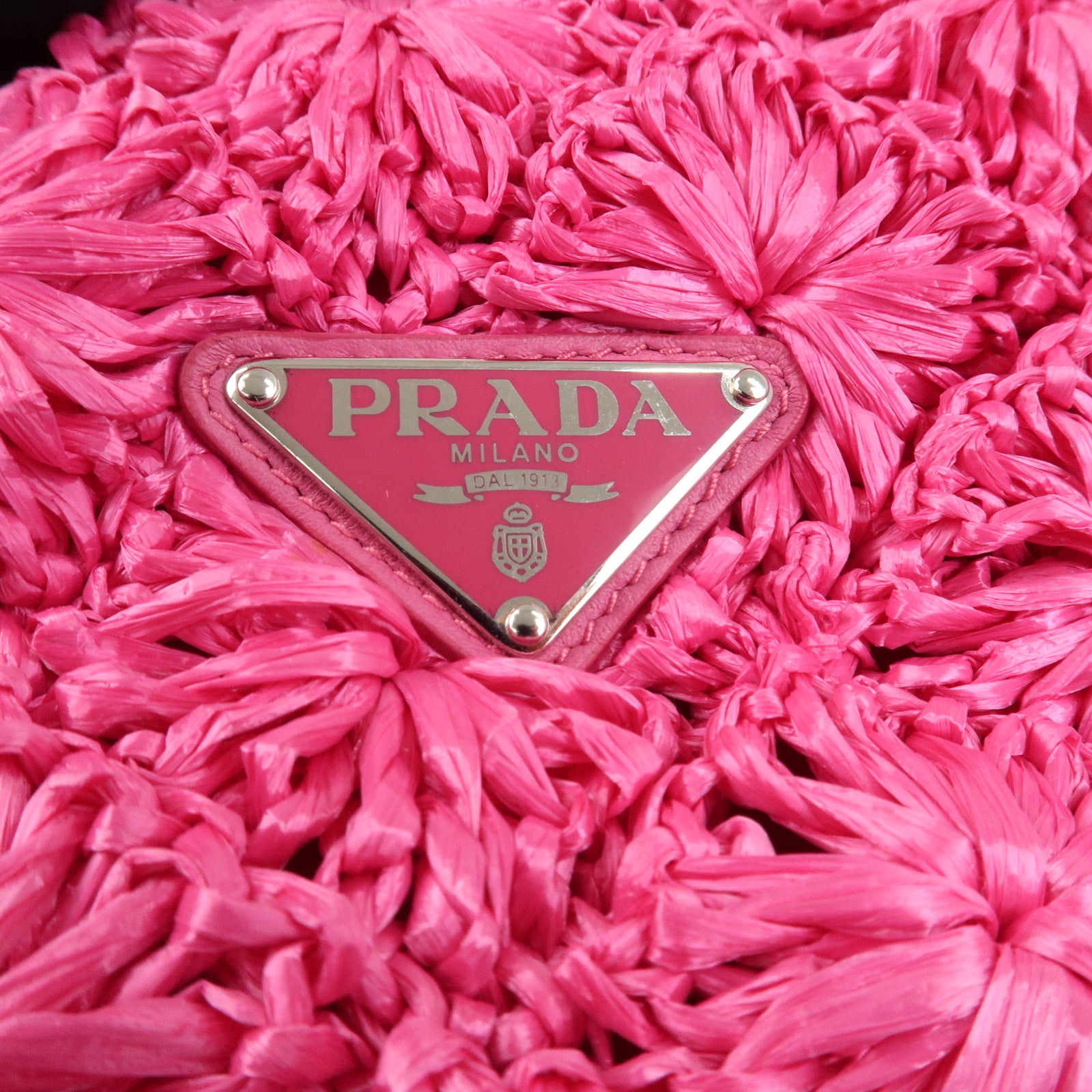 PRADA Canapa Raffia 2Way Bag Hand Bag Shoulder Bag Pink BN2888