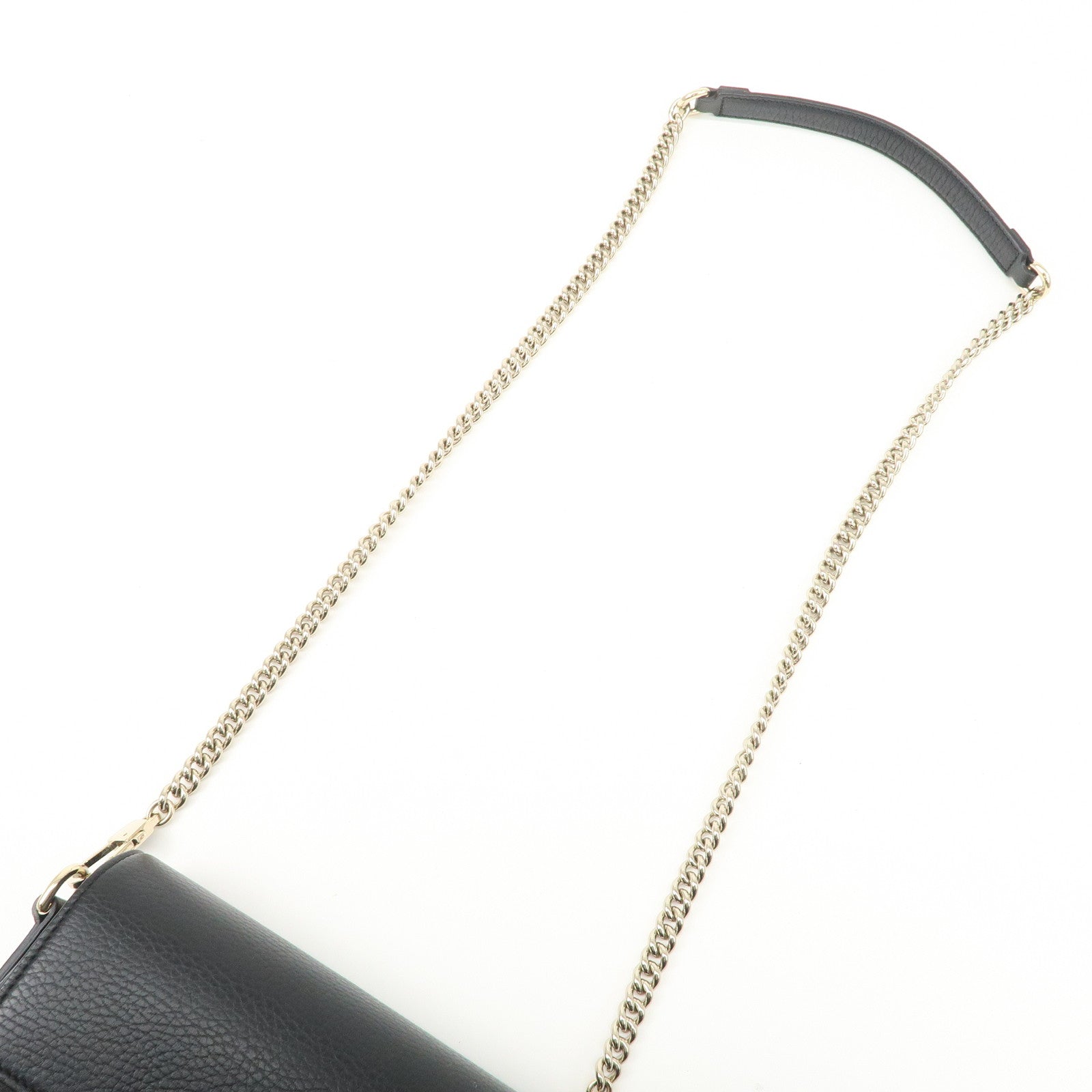 GUCCI Interlocking G Leather Chain Shoulder Bag Black 607720 Used