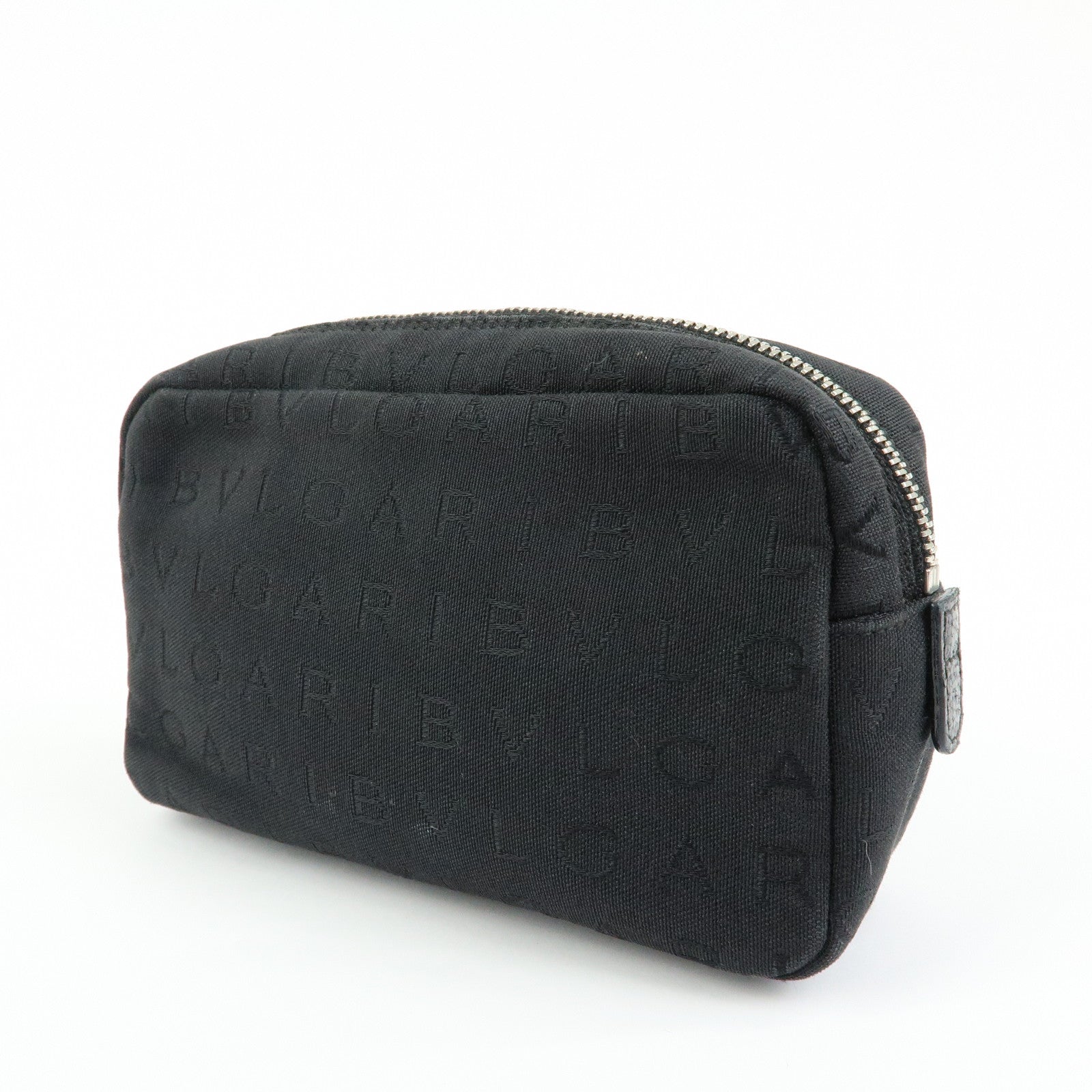 BVLGARI Logo Canvas Pouch Cosmetic Pouch Accessary Pouch Black