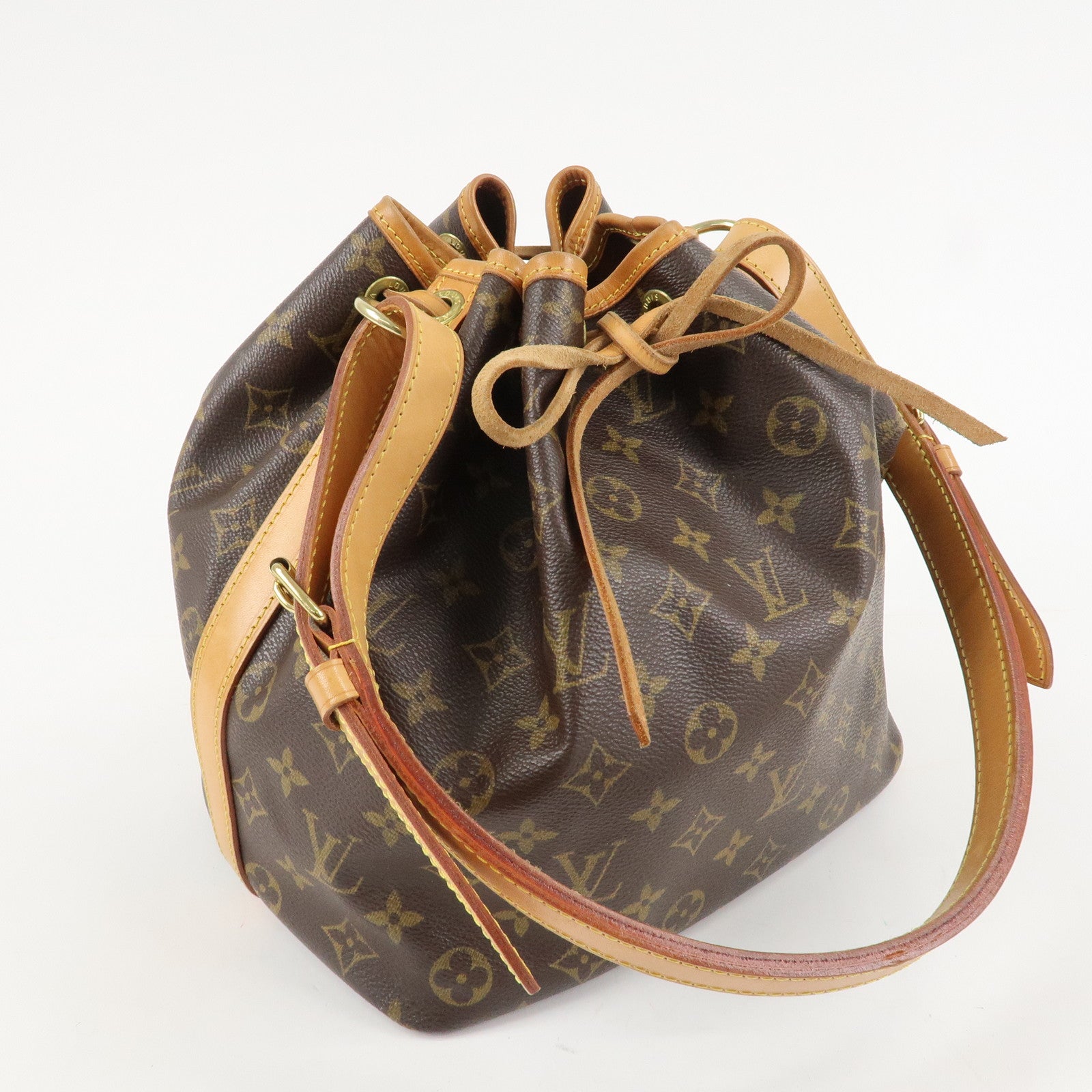 Louis Vuitton Monogram Canvas Petit Noe Shoulder Bag Brown M42226 Used