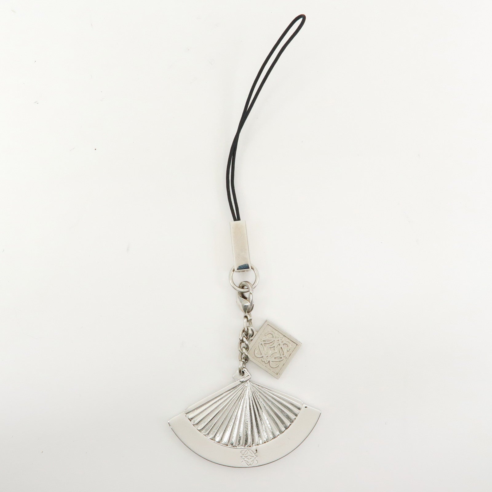 LOEWE Anagram Hand Fan Motif Metal Bag Charm Key Chain Silver