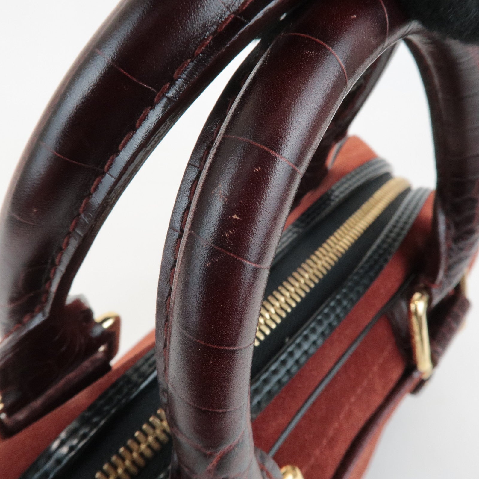 Louis Vuitton Cruise Line Suede Stamp Bag PM Bowling Bag Brown M95238 Used