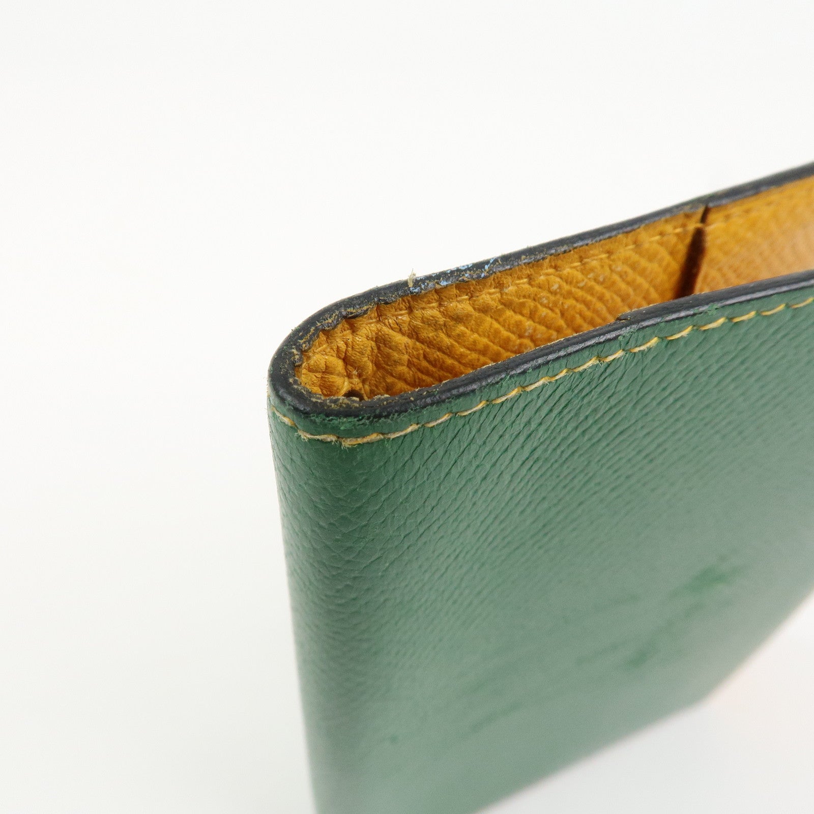 HERMES Leather Logo 〇Y Stamped Agenda PM Planner Cover Green