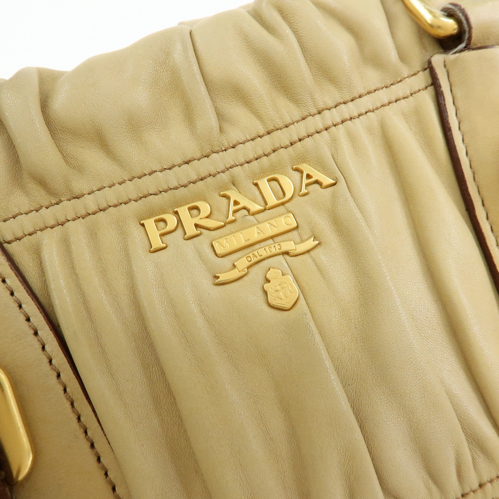 PRADA Nappa Leather 2Way Bag Hand Bag Shoulder Bag Camel BN1407
