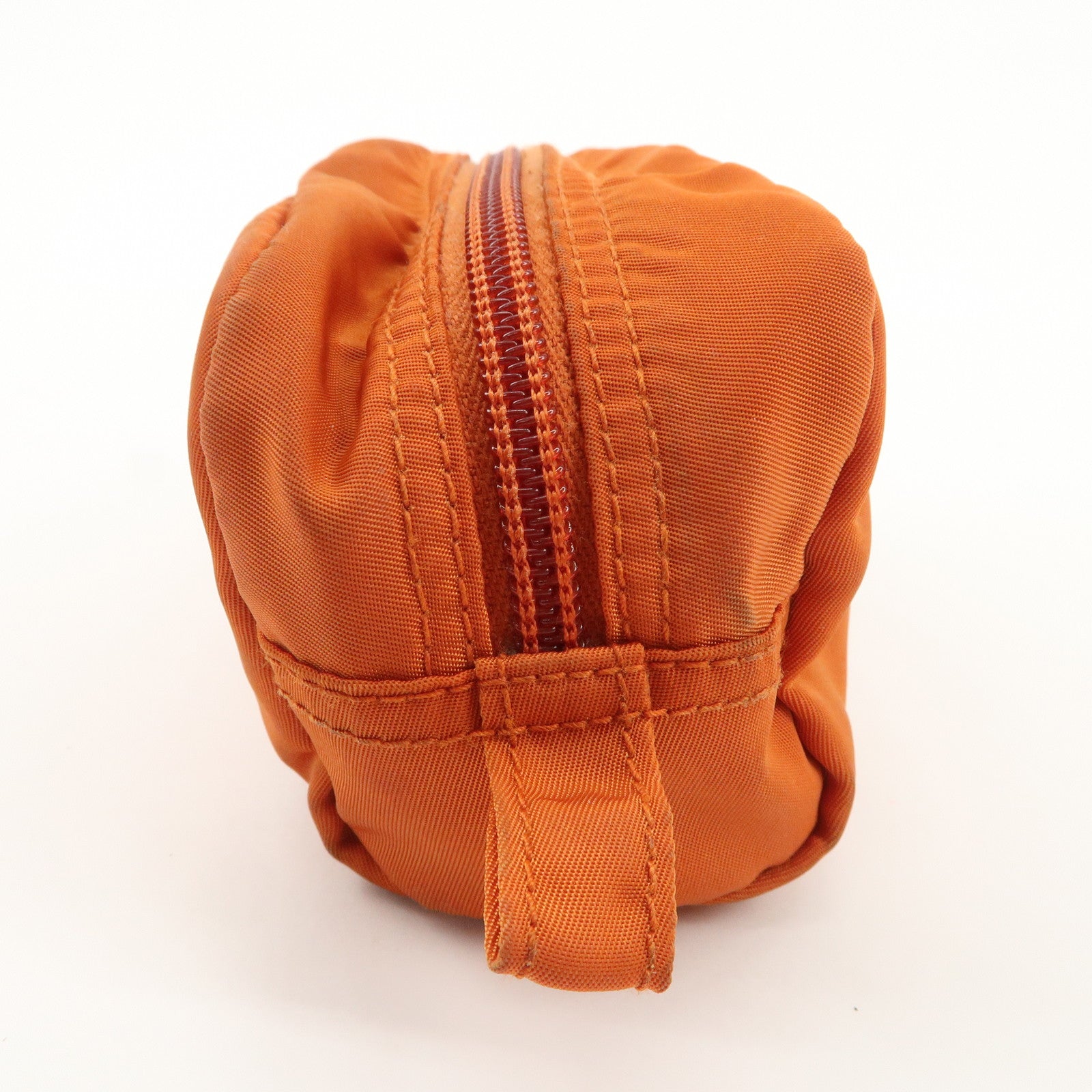 PRADA Set of 2 Nylon Leather Cosmetic Pouch Orange Black 1N0175 Used