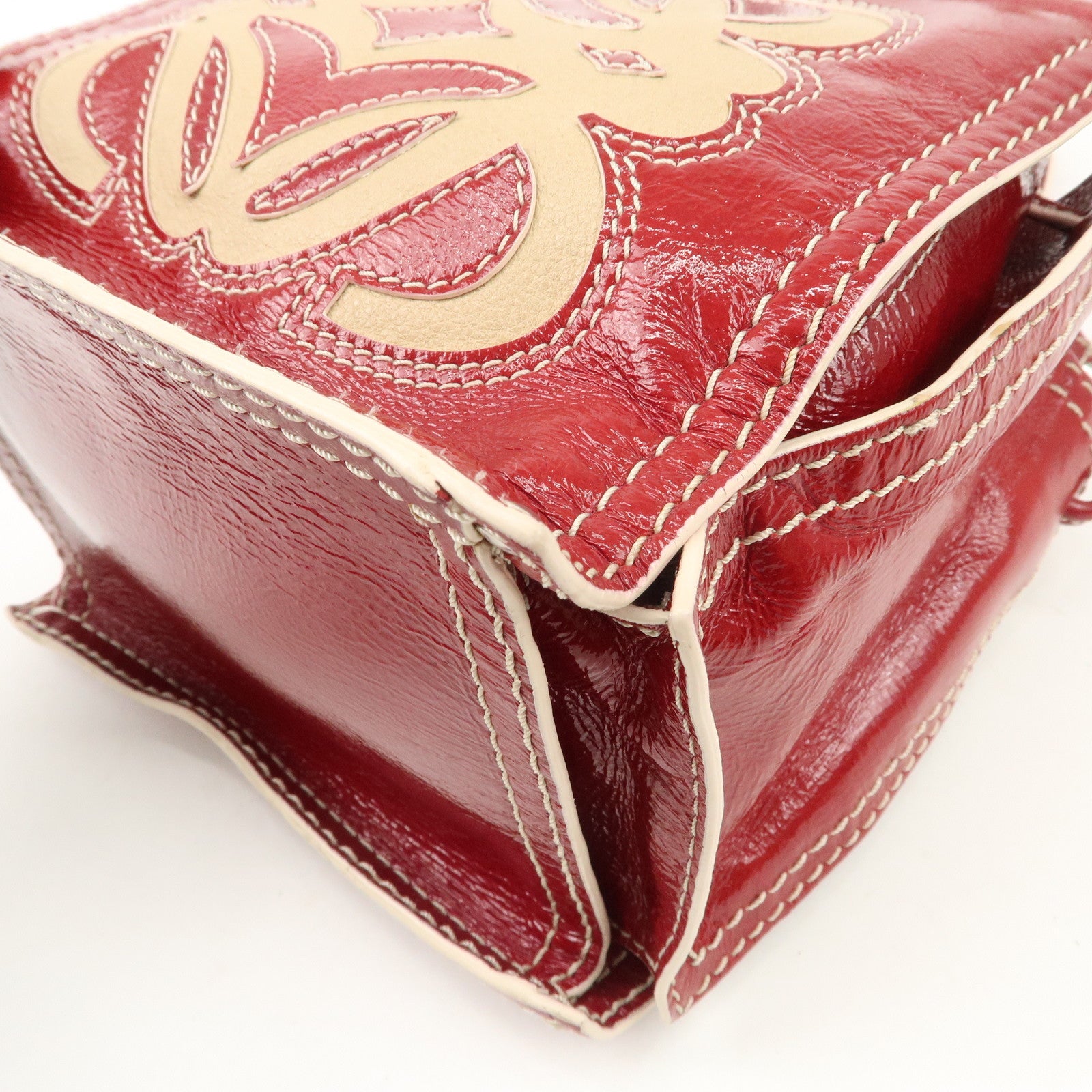 LOEWE Anagram Leather Hand Bag Shoulder Bag Red Used