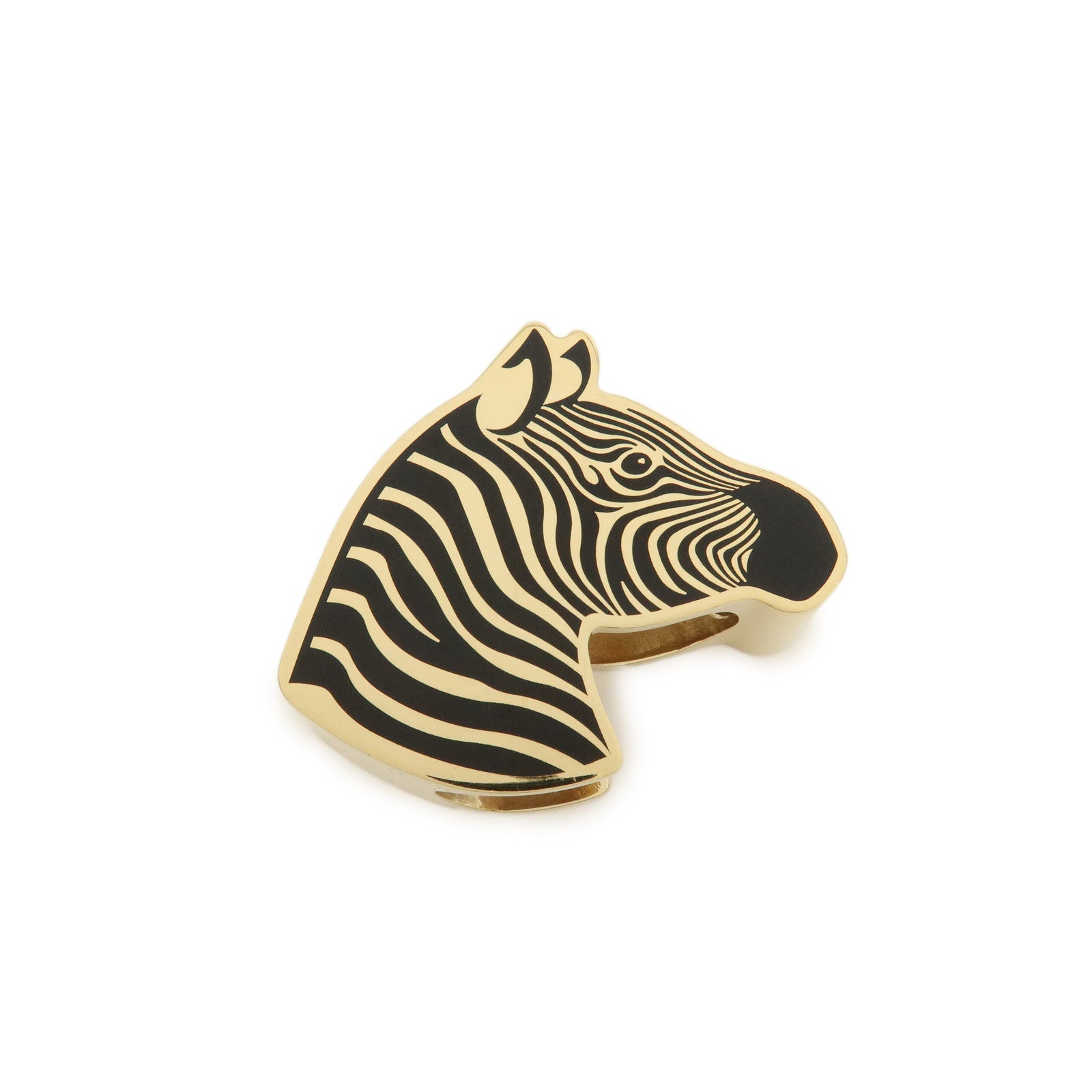 HERMES Metal Scarf Ring Zebra Gold Black