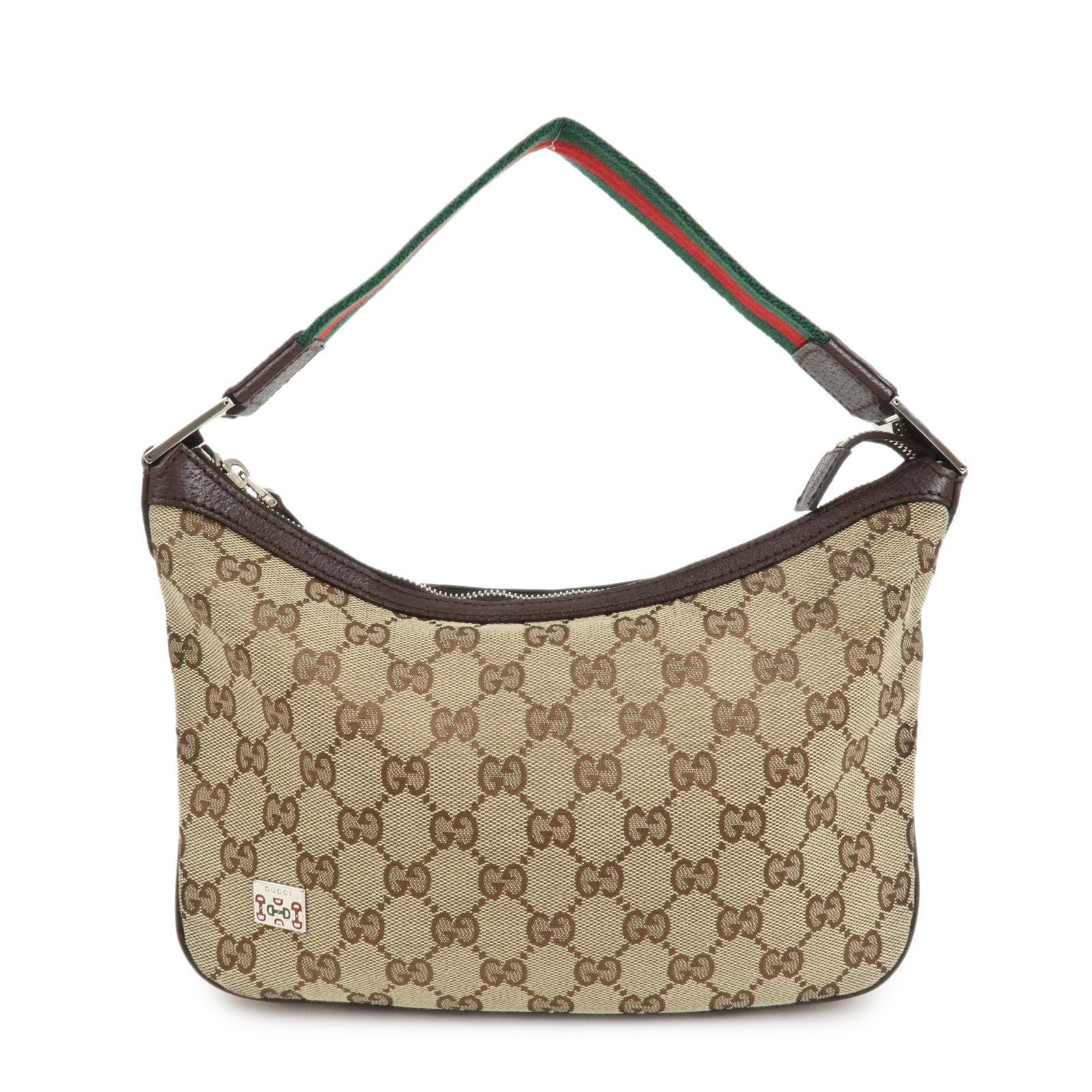 GUCCI Sherry Line GG Canvas Leather Shoulder Bag Beige 145812