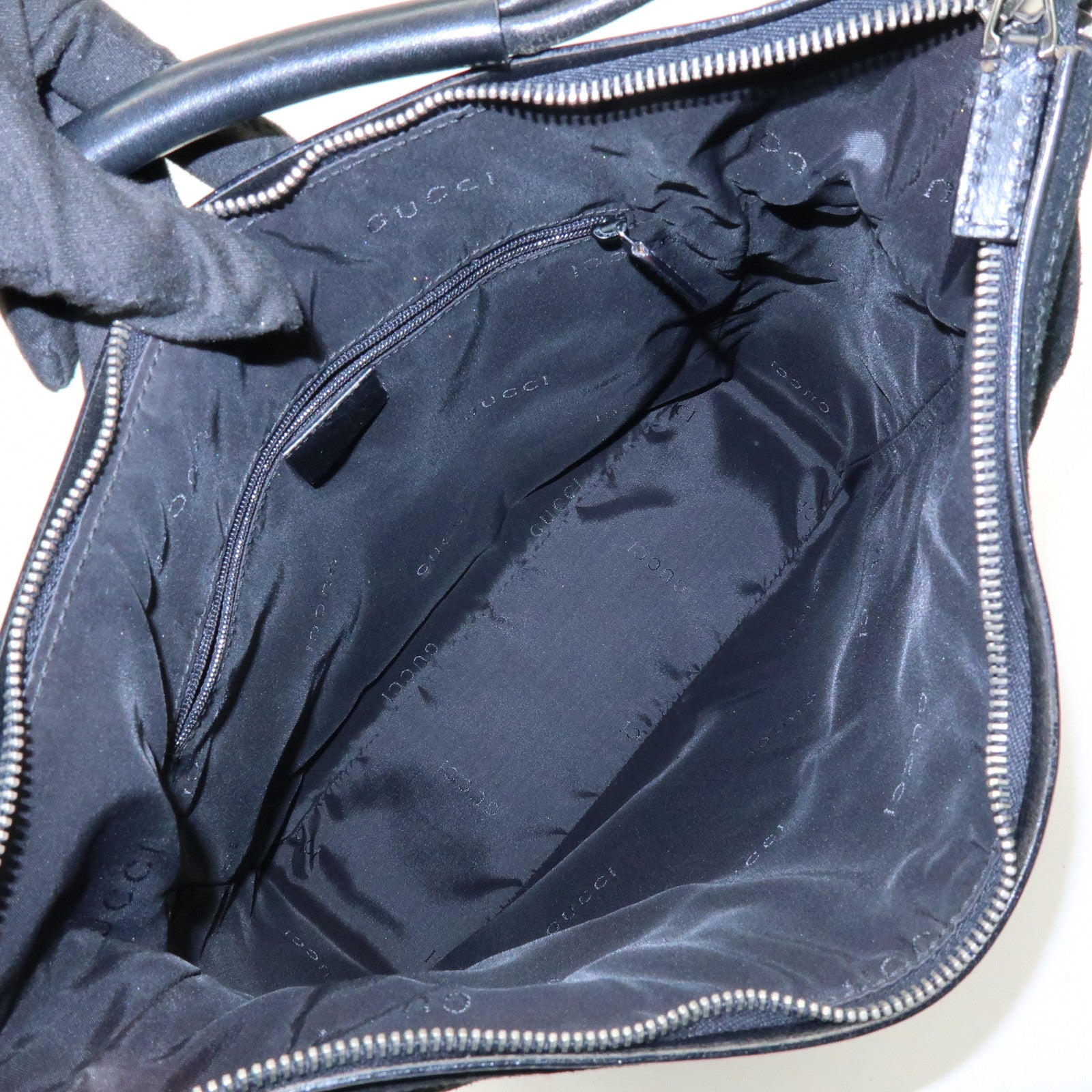 GUCCI Suede Leather Shoulder Bag Hand Bag Black 001・3770・0021222