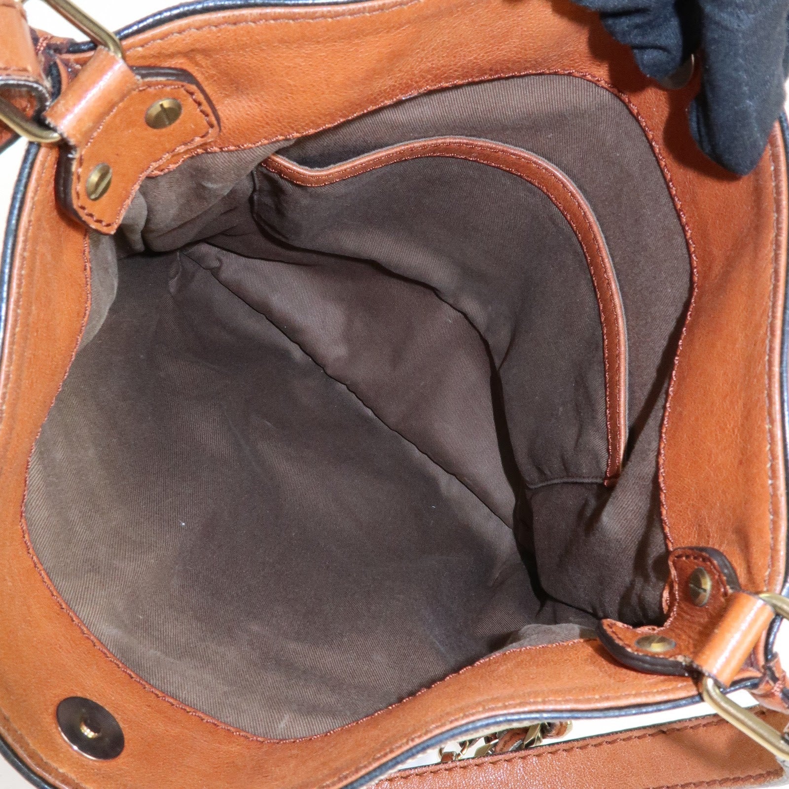 Chloe Harley Canvas Leather Shoulder Bag Crossbody Bag Beige Brown