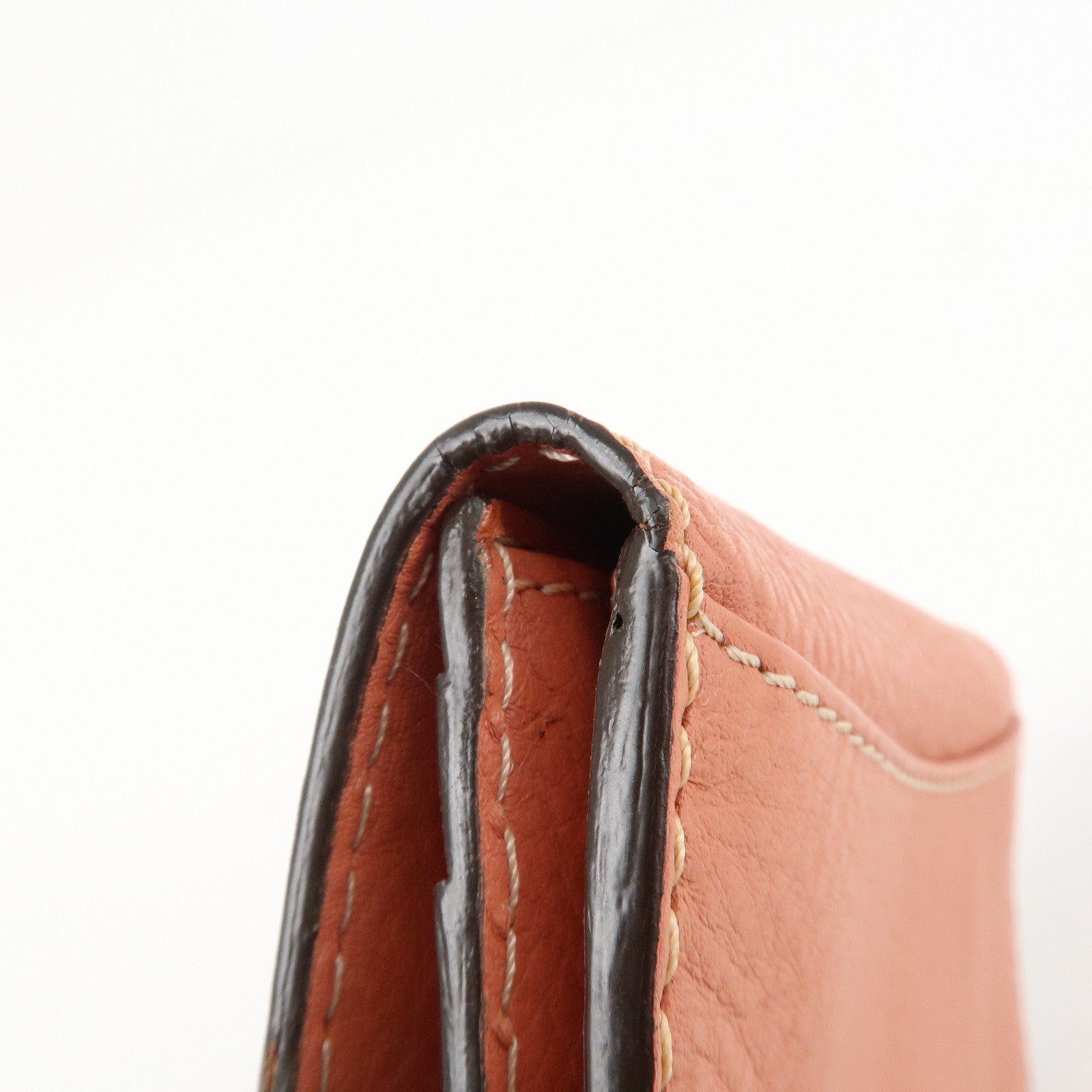 Chloe Leather Marcy Bi-fold Coin Case Card Case Orange Gold Hardware Used